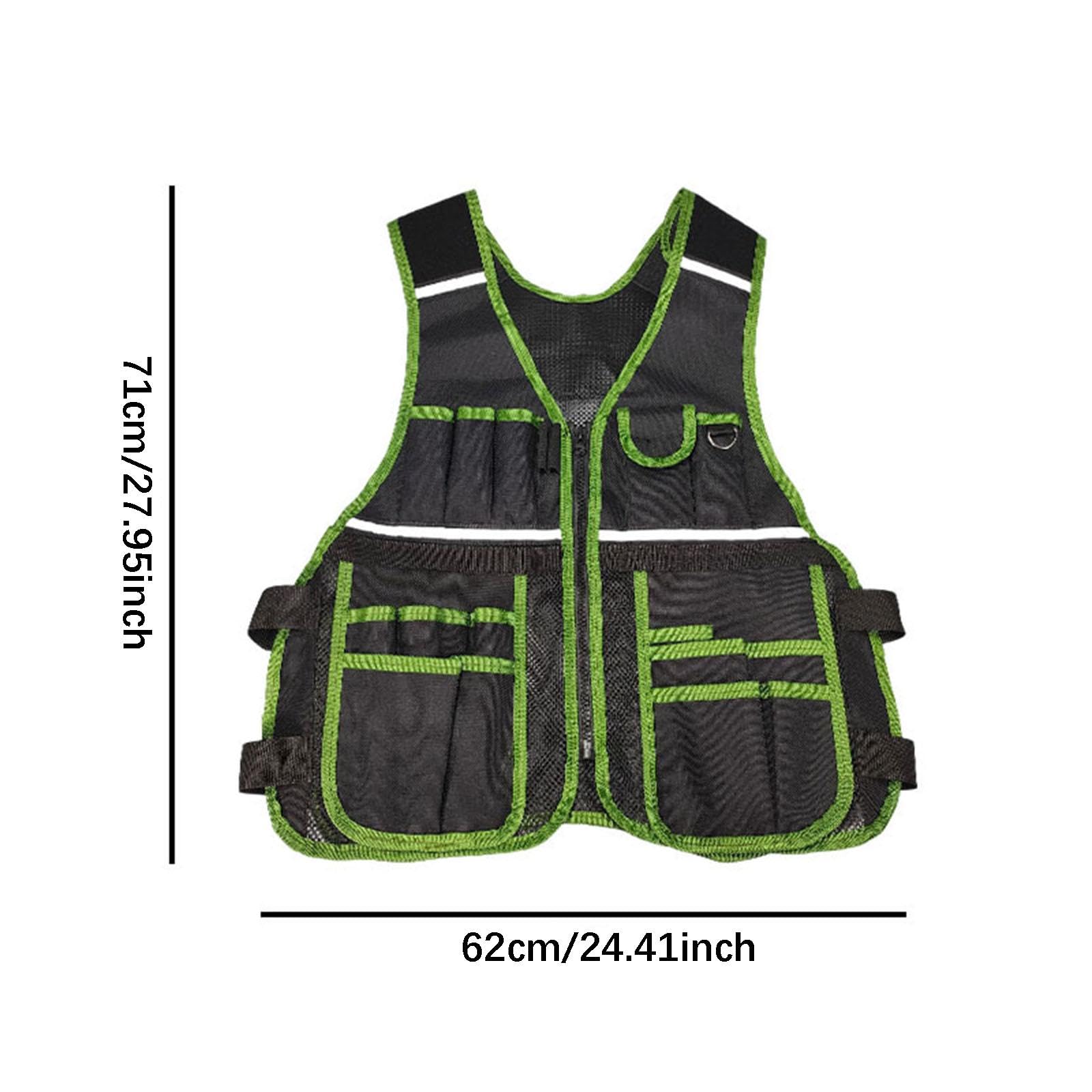 Milageto Chaleco para Electricista con Organizador Multifuncional de Herramientas de Carpintero Y Técnicos Bolsa Ajustable Oxford Transpirable Resis