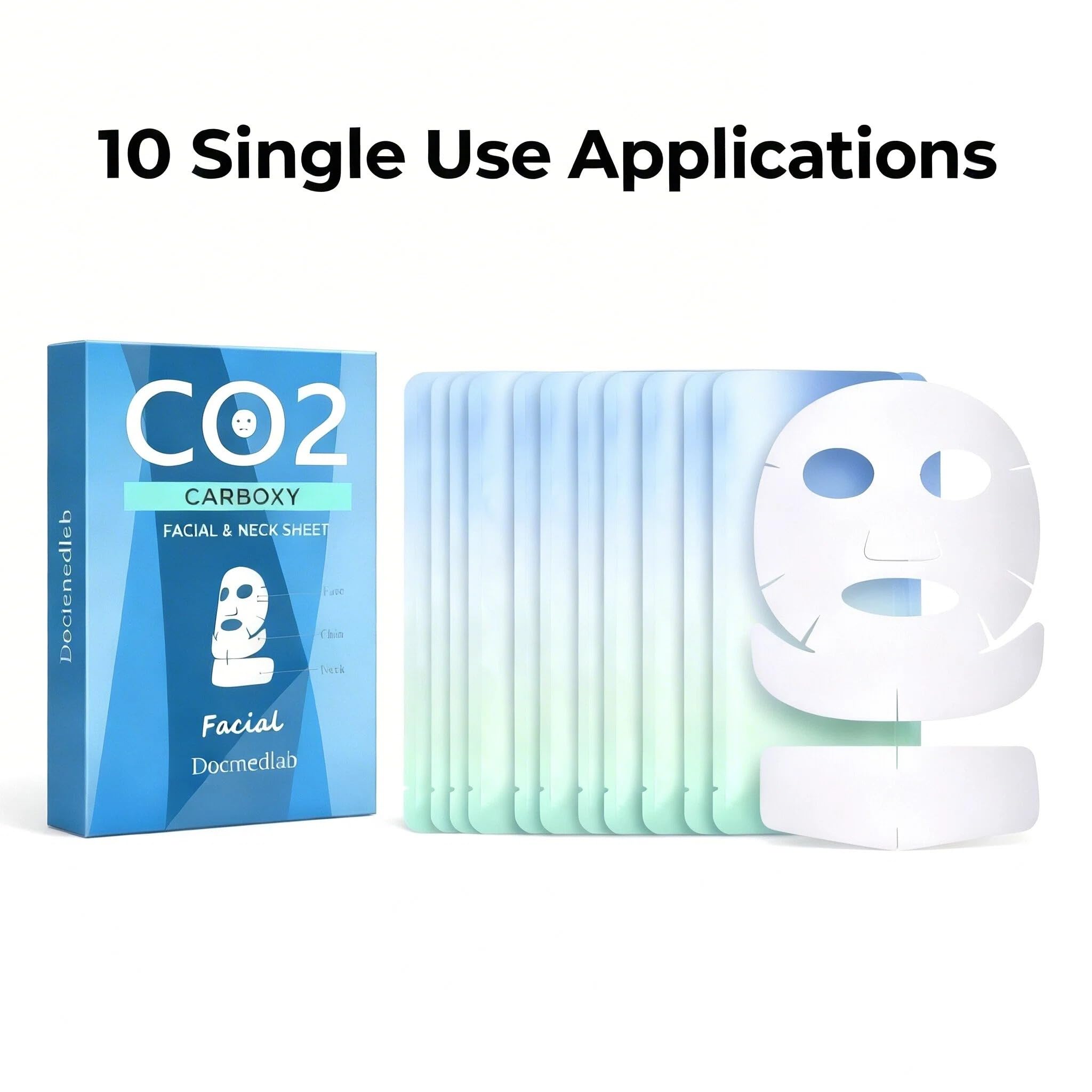 Carboxy CO2 Lot de 10 feuilles de rechange pour masque facial et cou