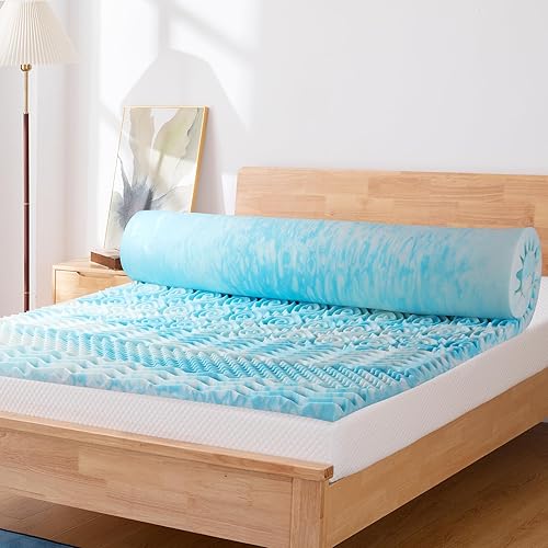 Miniatura 2 de Planet Sleepings Cubrecolchón de espuma viscoelástica de 2 pulgadas, cubrecolchón de espuma de gel refrescante de 7 zonas para aliviar la presión,