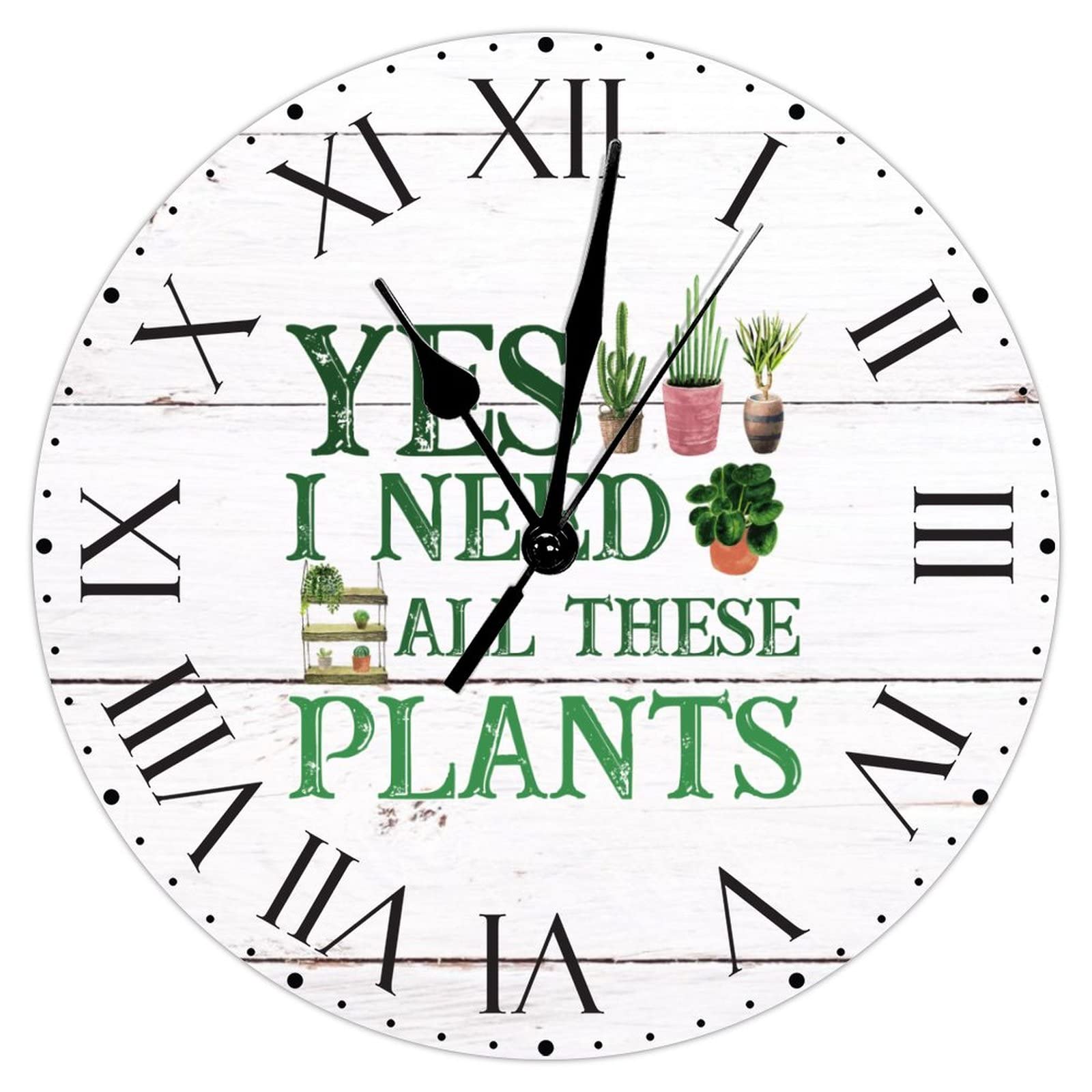 Horloge murale plantes en PVC pour un salon apaisant sans tic-tac
