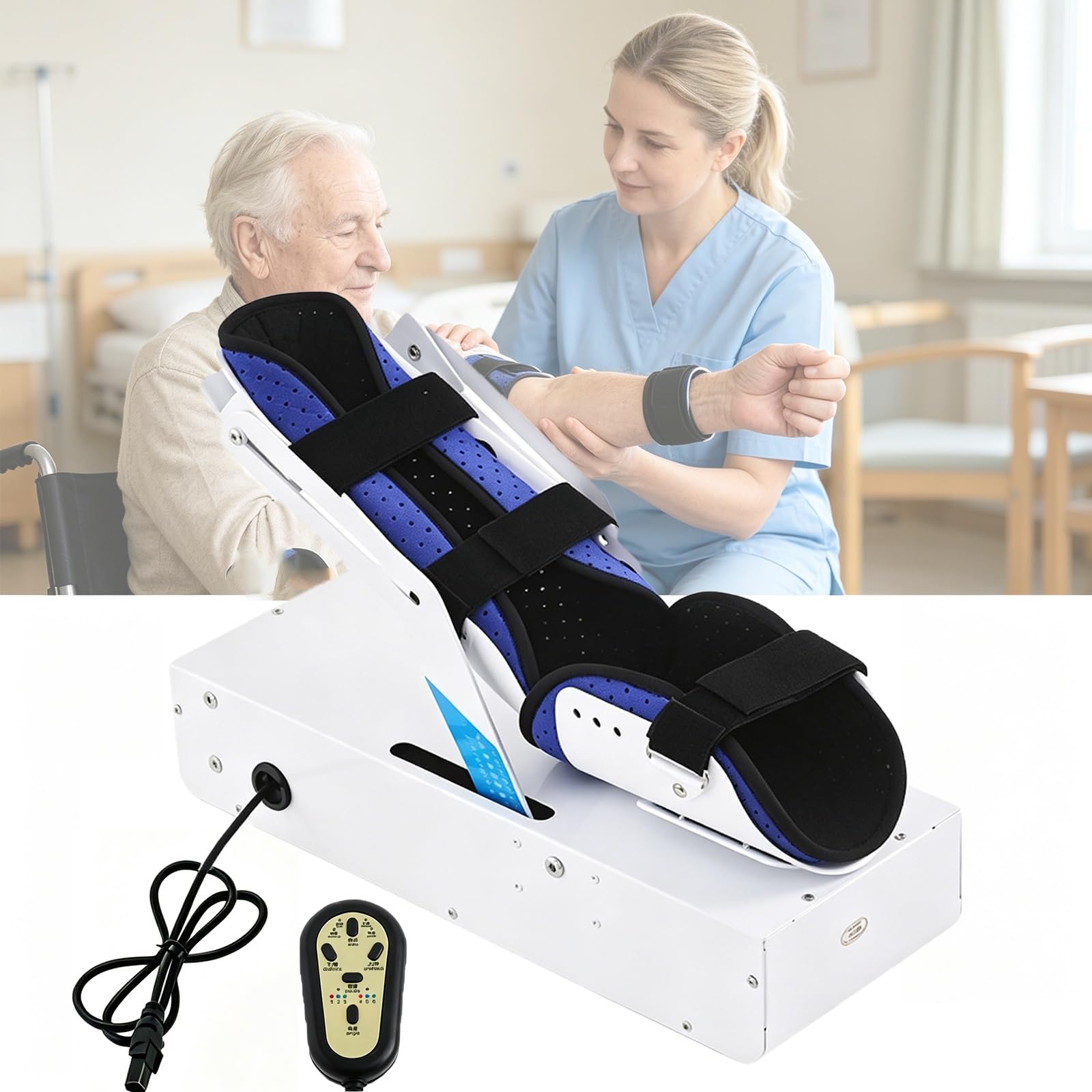 Dispositivo Elettrico Per La Riabilitazione Del Braccio Con Telecomando, Attrezzo Professionale Per L'avambraccio Regolabile Da -5° A 145° Per L'allenamento Post-Operatorio