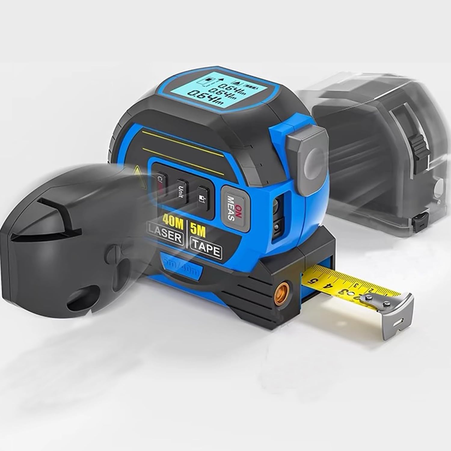 3-in-1 Digital Laser Tape Measure: 131Ft/40m Infrared Laser Measuring Tape with Digital Display, 16ft/5m Electronic Tape Measure Laser, Pythagorean, Area, Volume, Ft/Ft+in/in/M Unit (Blue)