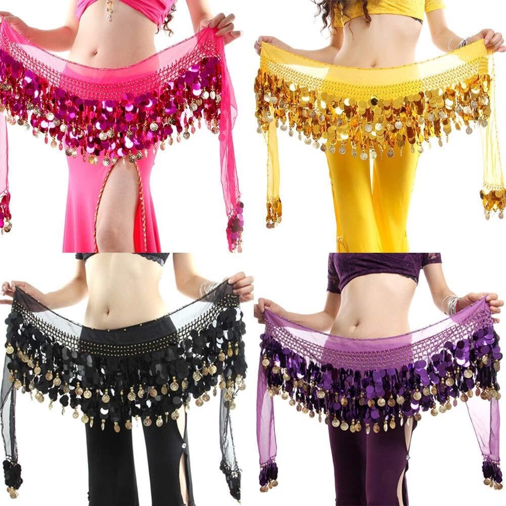Gonna di danza del ventre con paillettes in lega chiffon