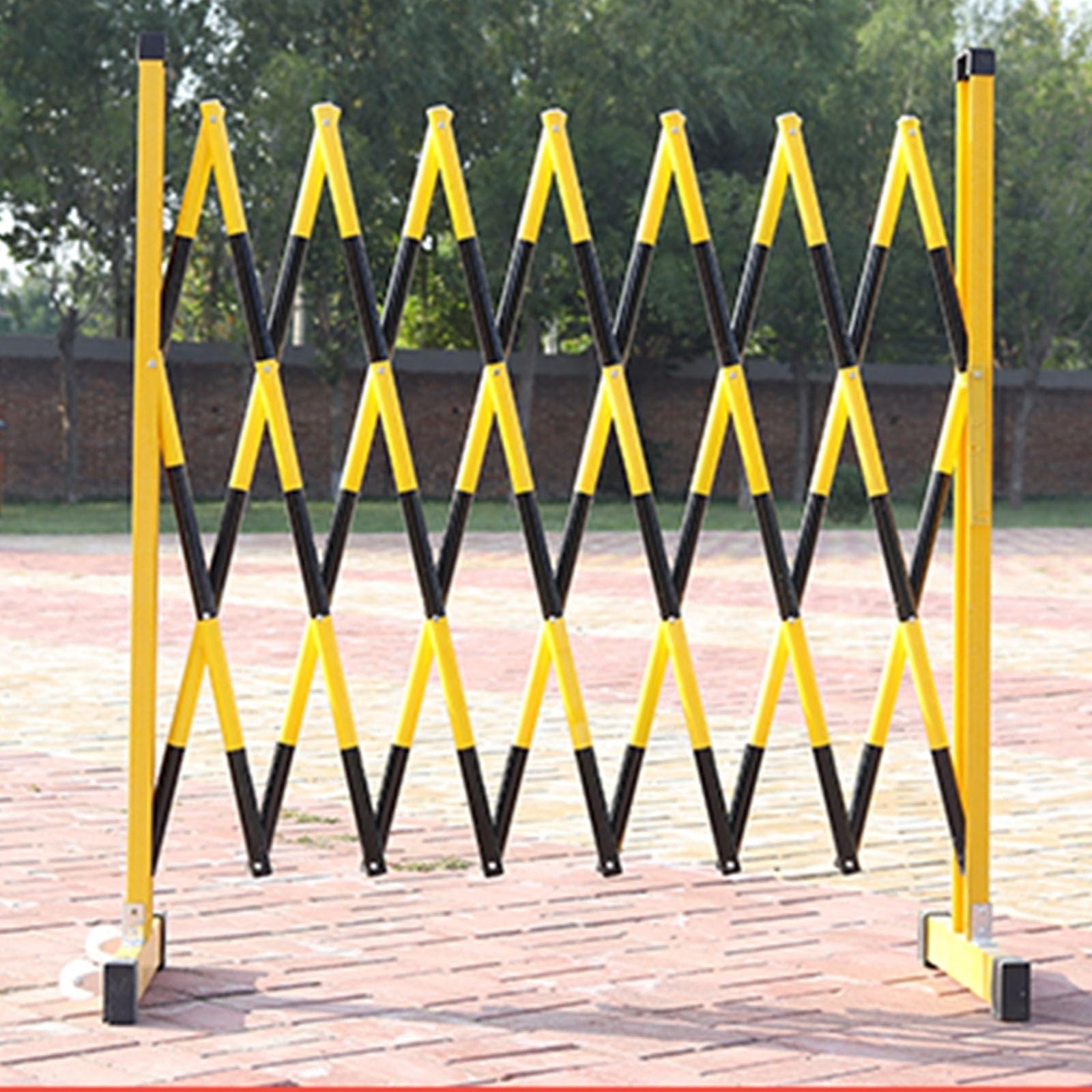 ASerZenith Expandable Mobile Barrier Traffic Fence, Industrial Expandable Metal Barricade Flexible Mobile Barrier Gate Adjustable Traffic Fence Easily Assembled Safety Barrier,Noir-120X200Cm