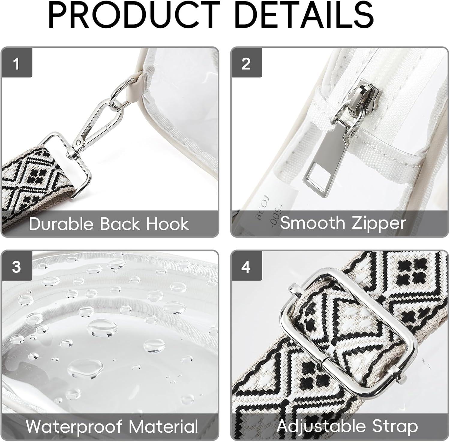 CLUCI Clear Bag for Stadium Events, Clear Crossbody Bag, Small Transparent Purses - Image 6