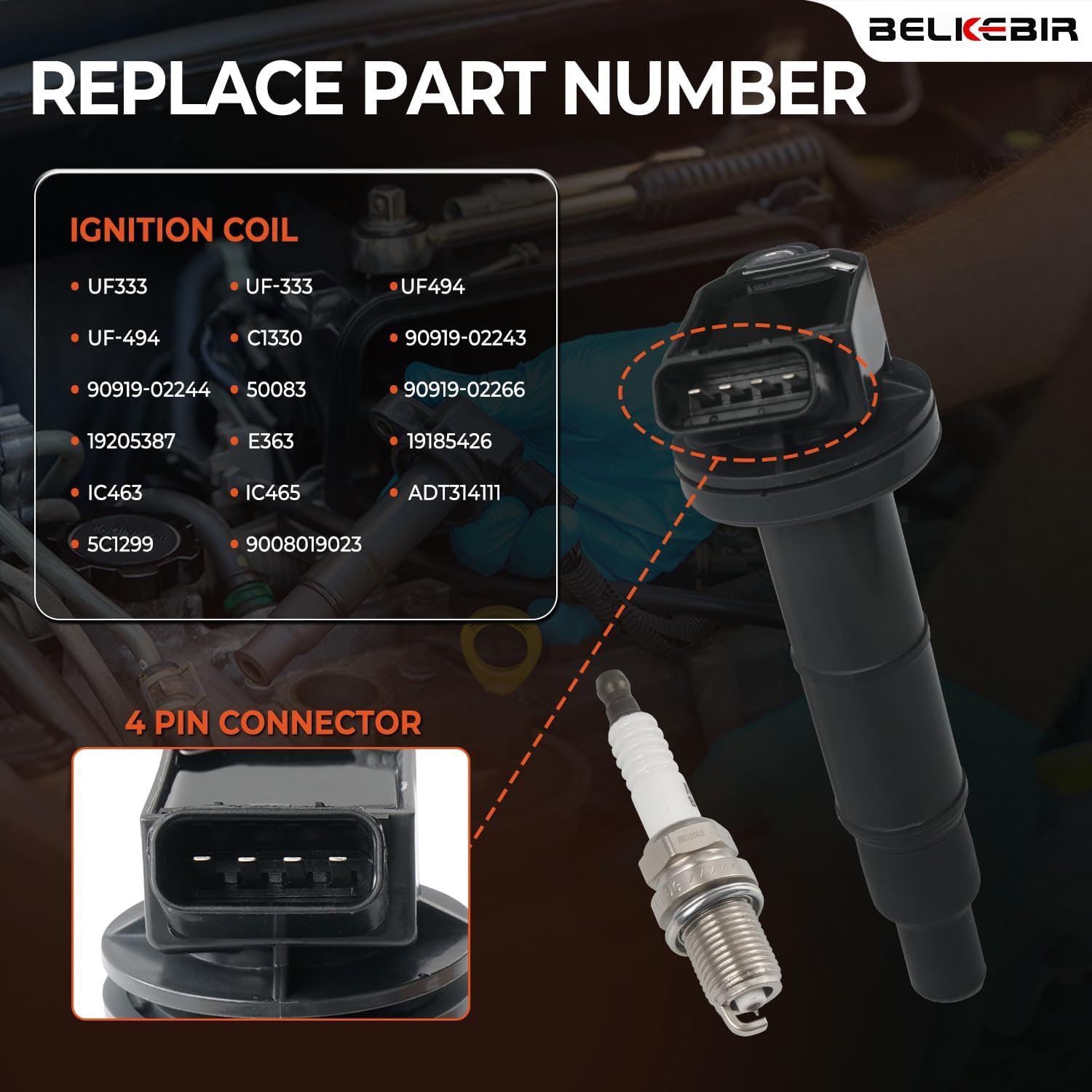 Set of 4 Ignition Coil Packs & Iridium Spark Plugs Compatible with 2.0L 2.4L 2001-2012 Toyota Camry Corolla Rav4 Highlander Solara Matrix, Lexus HS250h, Scion tC xB, Pontiac Vibe Replace UF333 & 7092