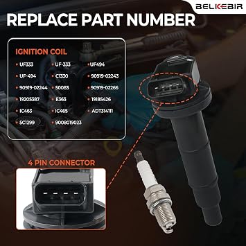 Set of 4 Ignition Coil Packs & Iridium Spark Plugs Replace UF333 & 7092