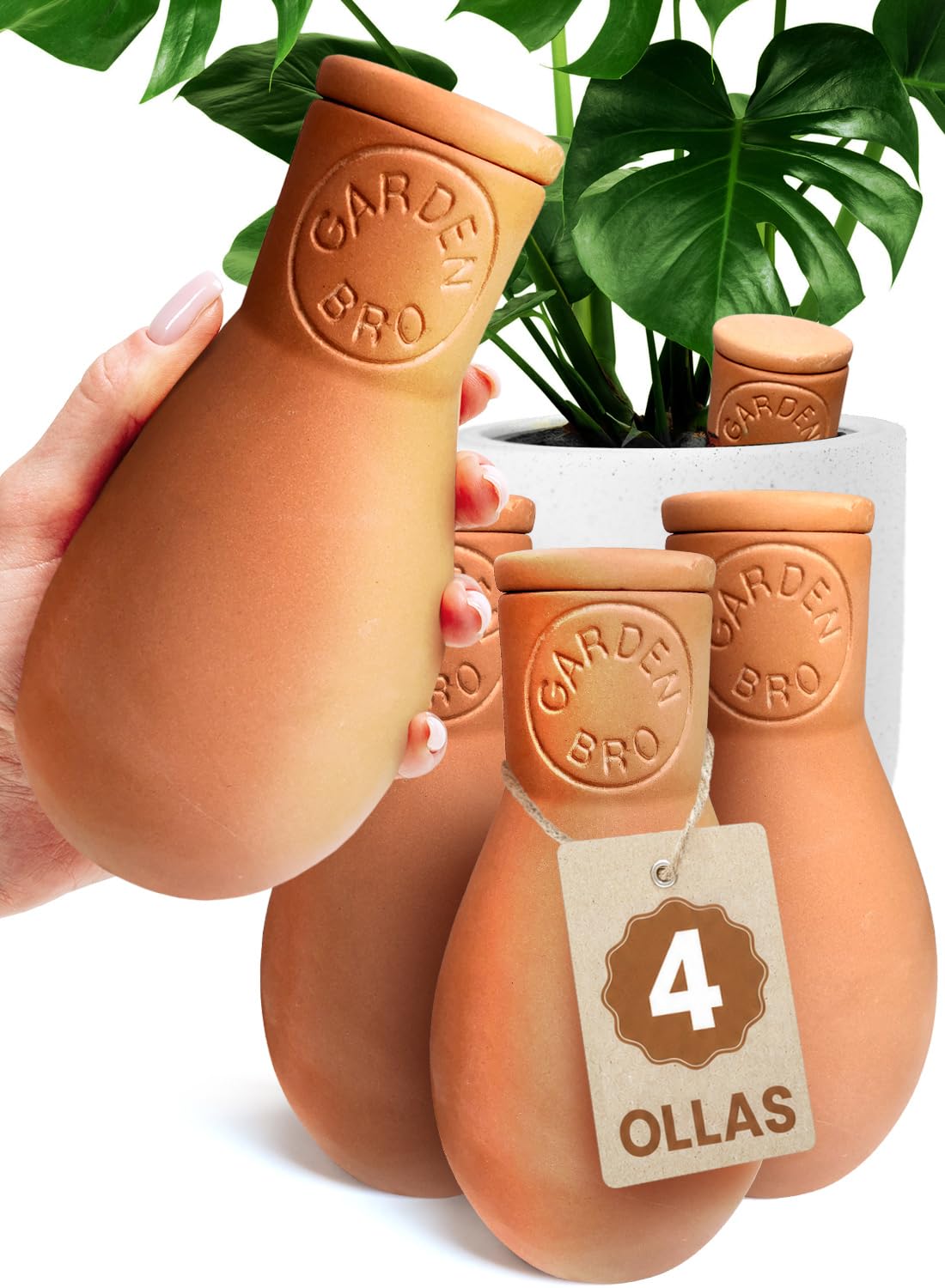 4 Pcs Ollas Terracotta Watering Pots Large - 14 Oz Terracotta Self Watering Globes