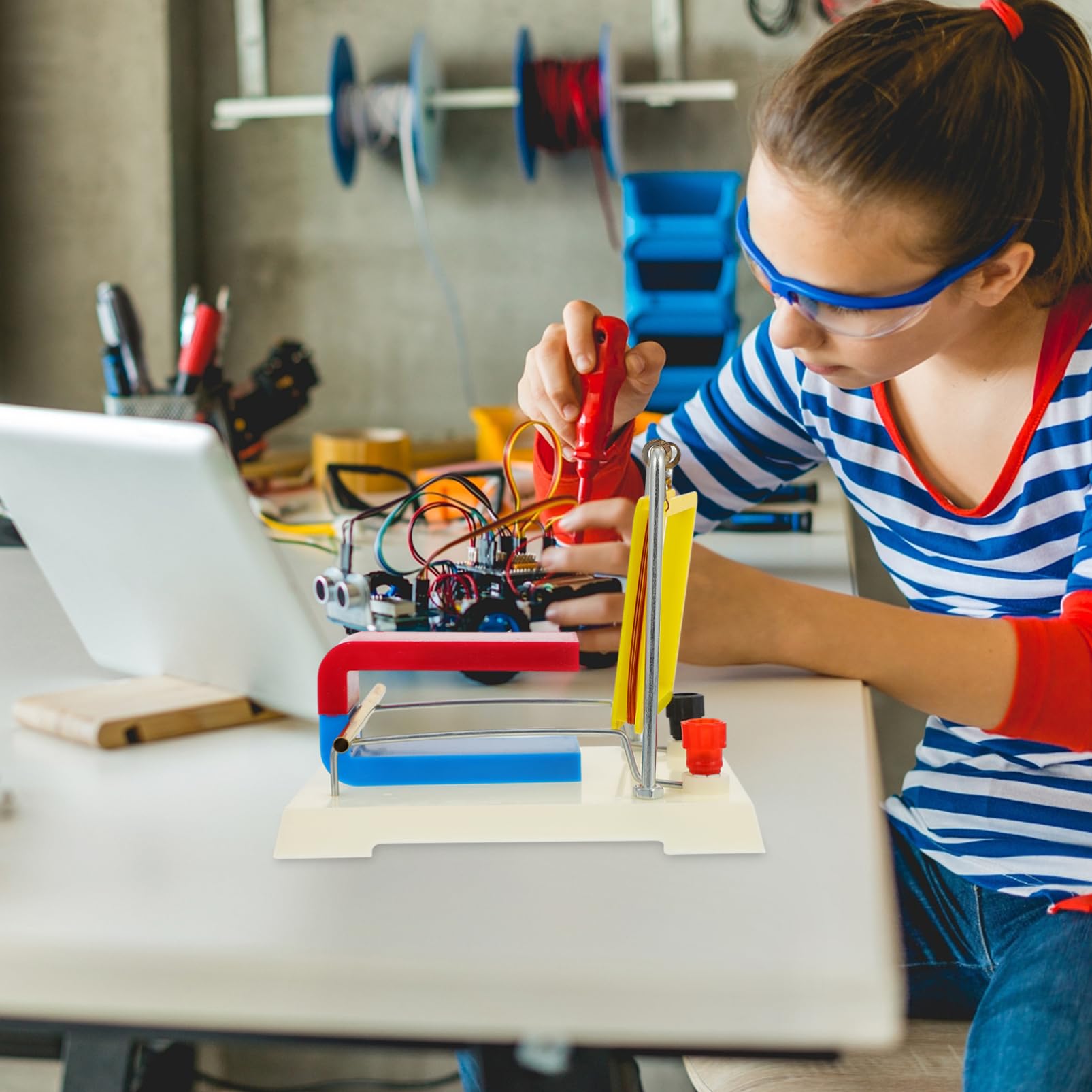 Magnetic Field Acting on Current Experimental Apparatus - Ampere Force Tool for School Physics Teaching, Beige Plastic, 4.72 X 3.54 X 0.59 Inches