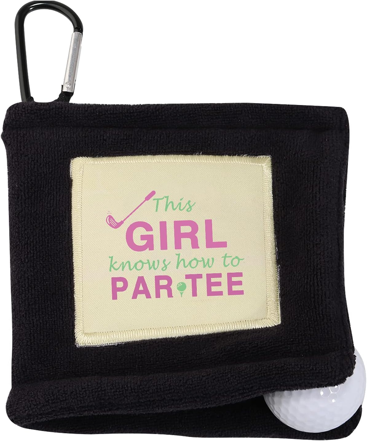 review Golf Ball Towel Golf Wet and Dry Golf Towel Pocket This Girl Knows How to Par Tee Golf Towel with Clip (How to Par Tee BT)