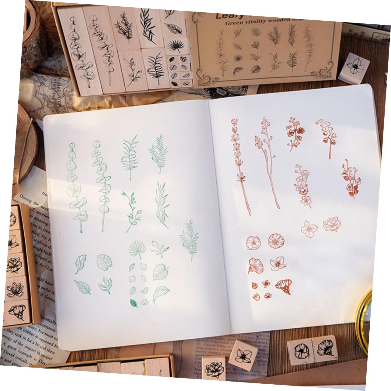 SHINEOFI 5 Juegos Sello De Goma Sellos Sello De Álbum De Recortes Estampador De Pegatinas Papel De Álbum De Recortes Cortadores De Galletas Del Alfabeto Almohadilla De Tinta Mini De Madera