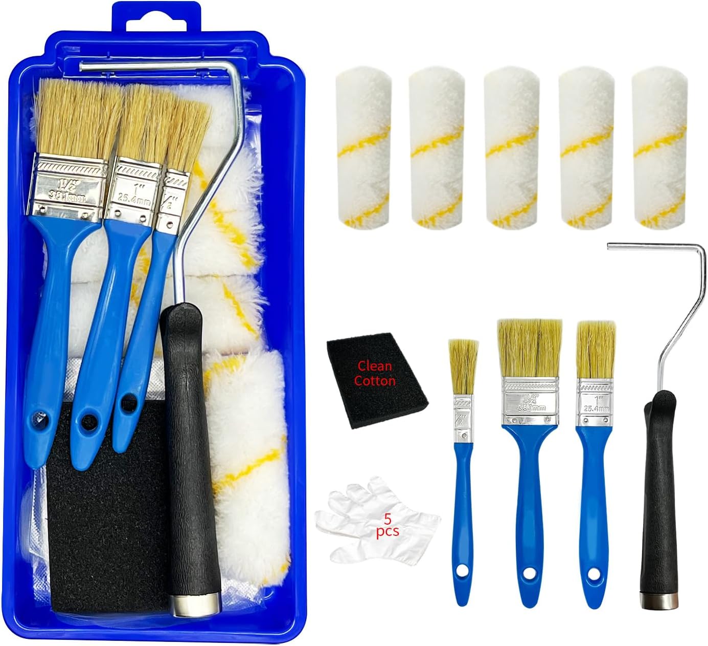 GOLADA 4 inch 16PCS Paint Roller Cover Set,Wall Painting Roller Naps