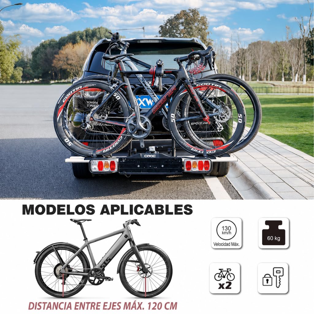 Adaptador para Barra Transversal de Bicicleta (32 kg/70 lbs) – Barra Transversal Superior Ajustable – Barra adaptadora para Bicicletas (Portabicicletas Bola)