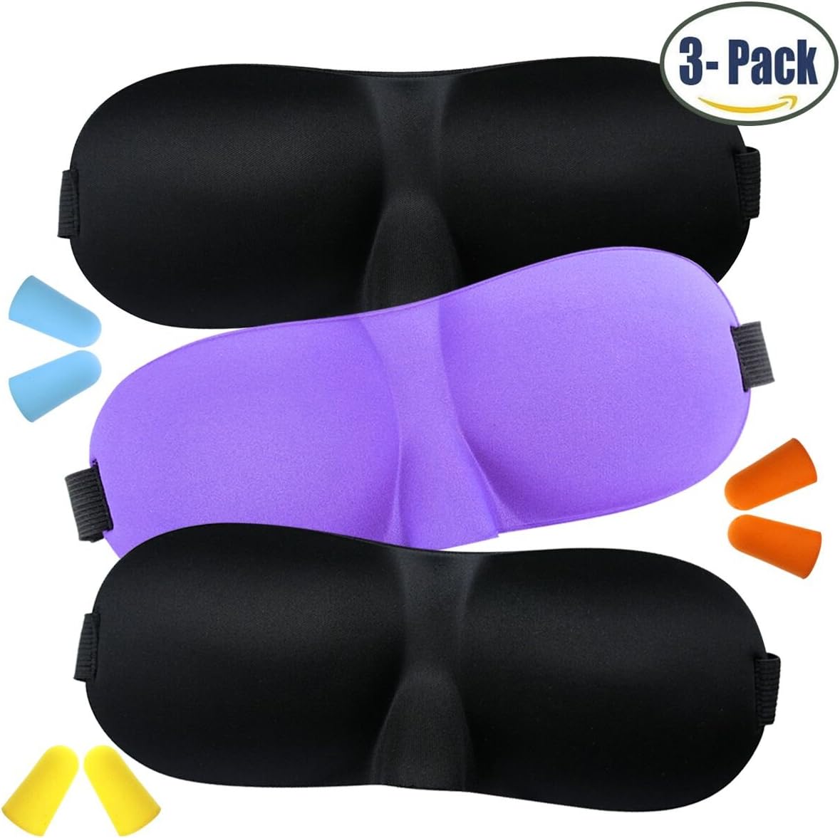 Sleep Mask, Lightweight & Comfortable Super Soft 3D Contoured Eye Mask for Women & Men, 3 Pack, Sleeping Mask for Travel, Shift Work, Nap, Night Blindfold Eyeshade with Adjustable Strap ¡­