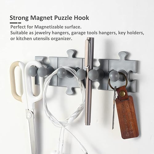 Miniatura 2 de BearxBee Ganchos magnéticos para nevera para colgar toallas, llaves, artículos del hogar, soporte para rompecabezas de decoración, imanes