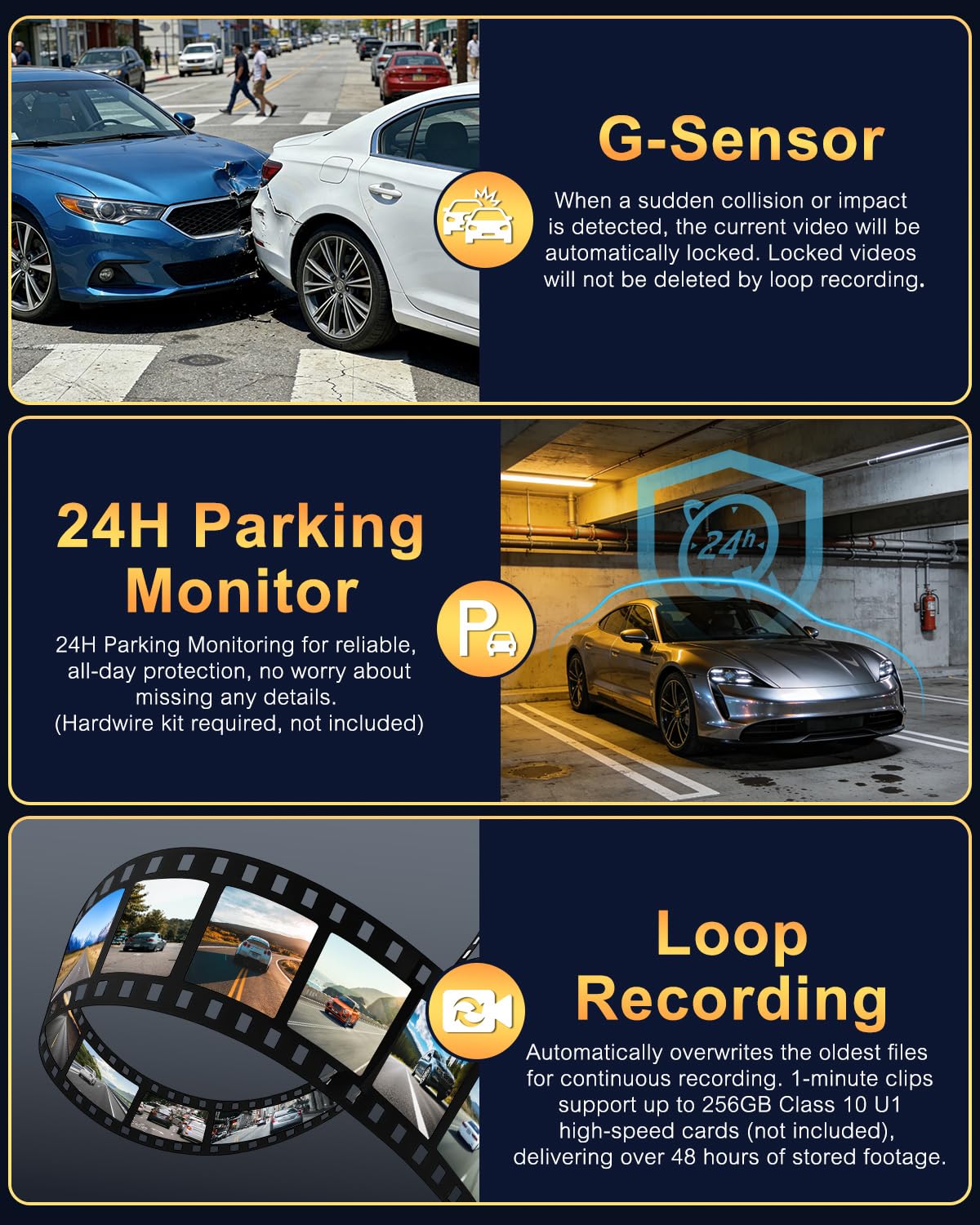 Dash Cam Auto 2.5K WiFi 5G con APP, Mini Dashcam Auto 170° Grandangolo, Telecamera per Auto 360 Gradi Rotabile, Visione Notturna WDR F1.8, G-Sensor, Loop Recording, Parking Monitor e Time-Lapse