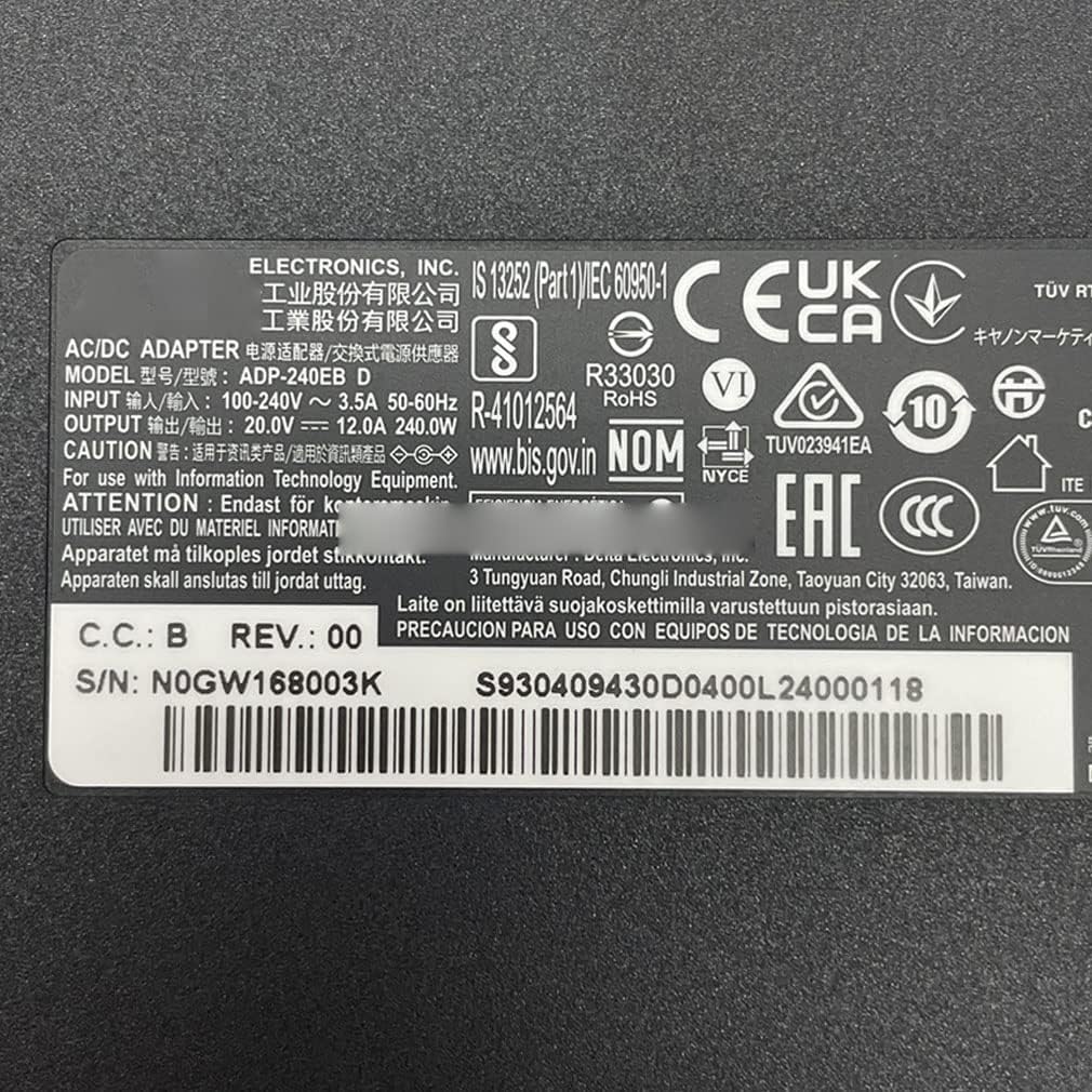 JULUCA ADP-240EB D 20V 12A 240W 4.5*3.0mm 電源 ACアダプター For MSI