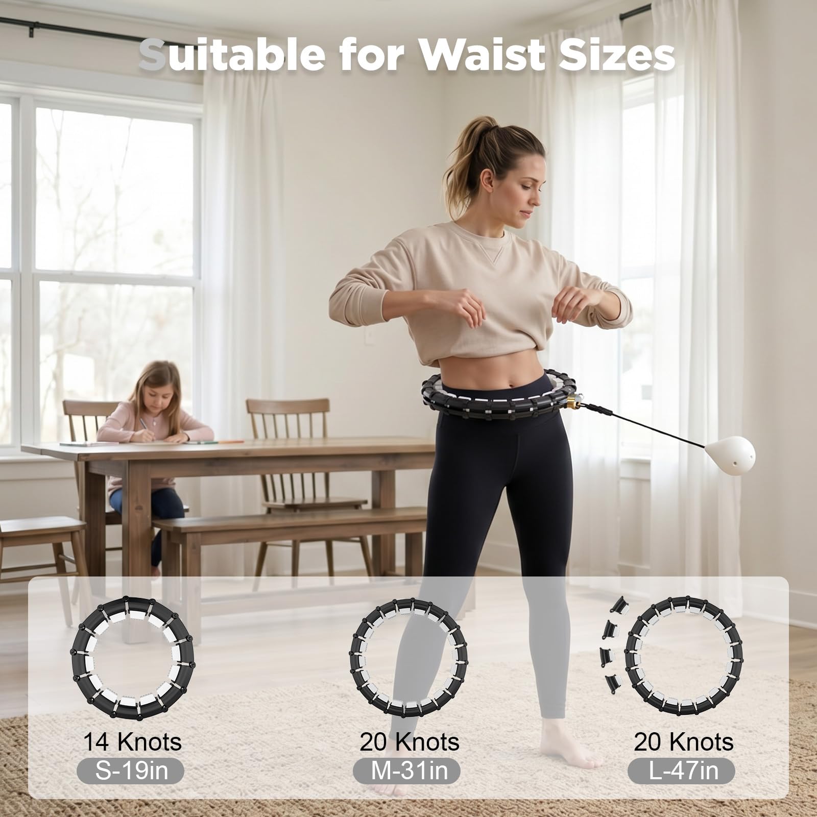 Smart Queen Cerchio silenzioso con 24 nodi staccabili, zavorrato, Infinity Hula Fit Hoop per adulti per perdere peso, ideale per donne e principianti