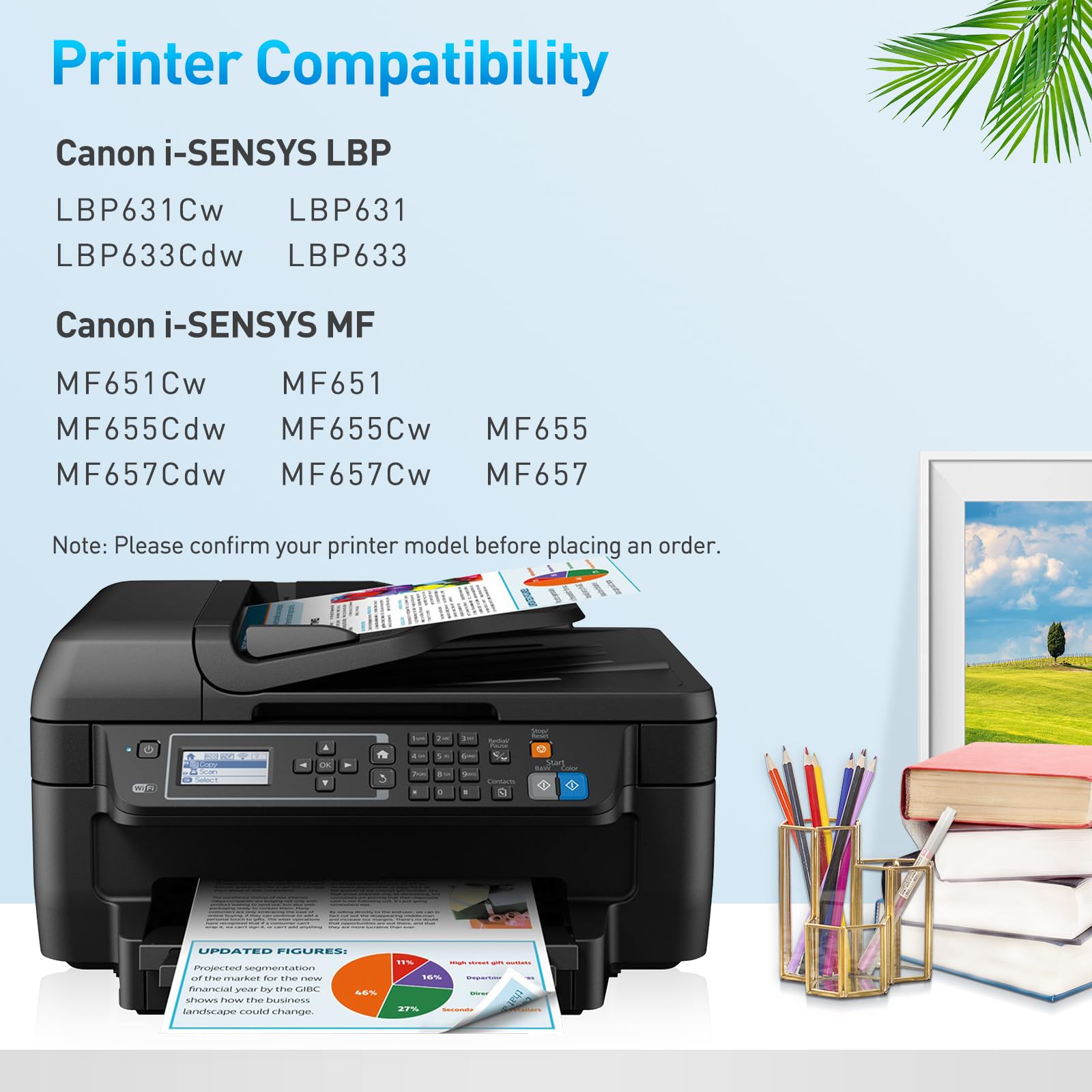 CRG-067H 067H 067 H Toner con chip, compatibile con Canon i-SENSYS MF655Cdw MF657Cdw LBP631Cw LBP633Cdw MF651Cw MF655Cw MF657Cw MF655 MF657 MF651 LBP631 Cartuccia (Nero Ciano Magenta Giallo)