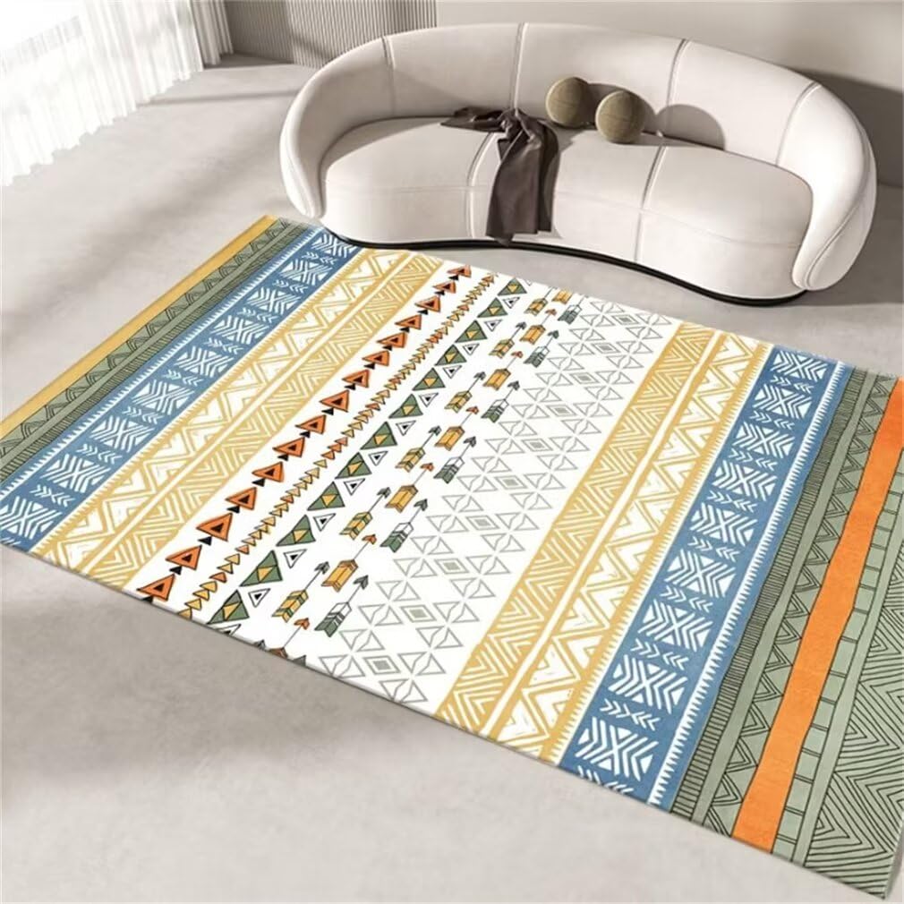Tapis turc lavable géométrique 200x200cm pour chambre bébé fille