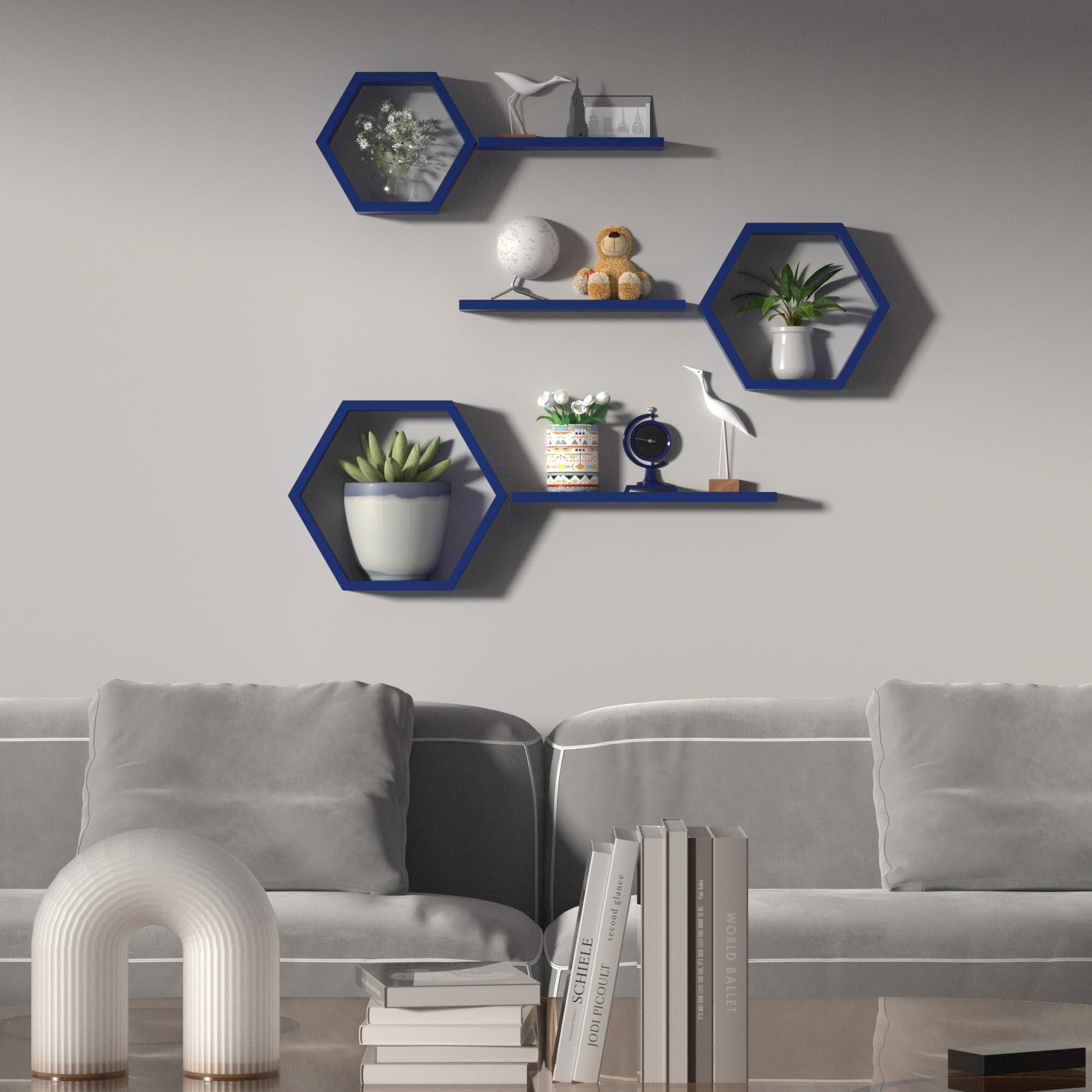 Amazon｜六角形のフローティング幾何学ハニカムシェルフ - 六角形の