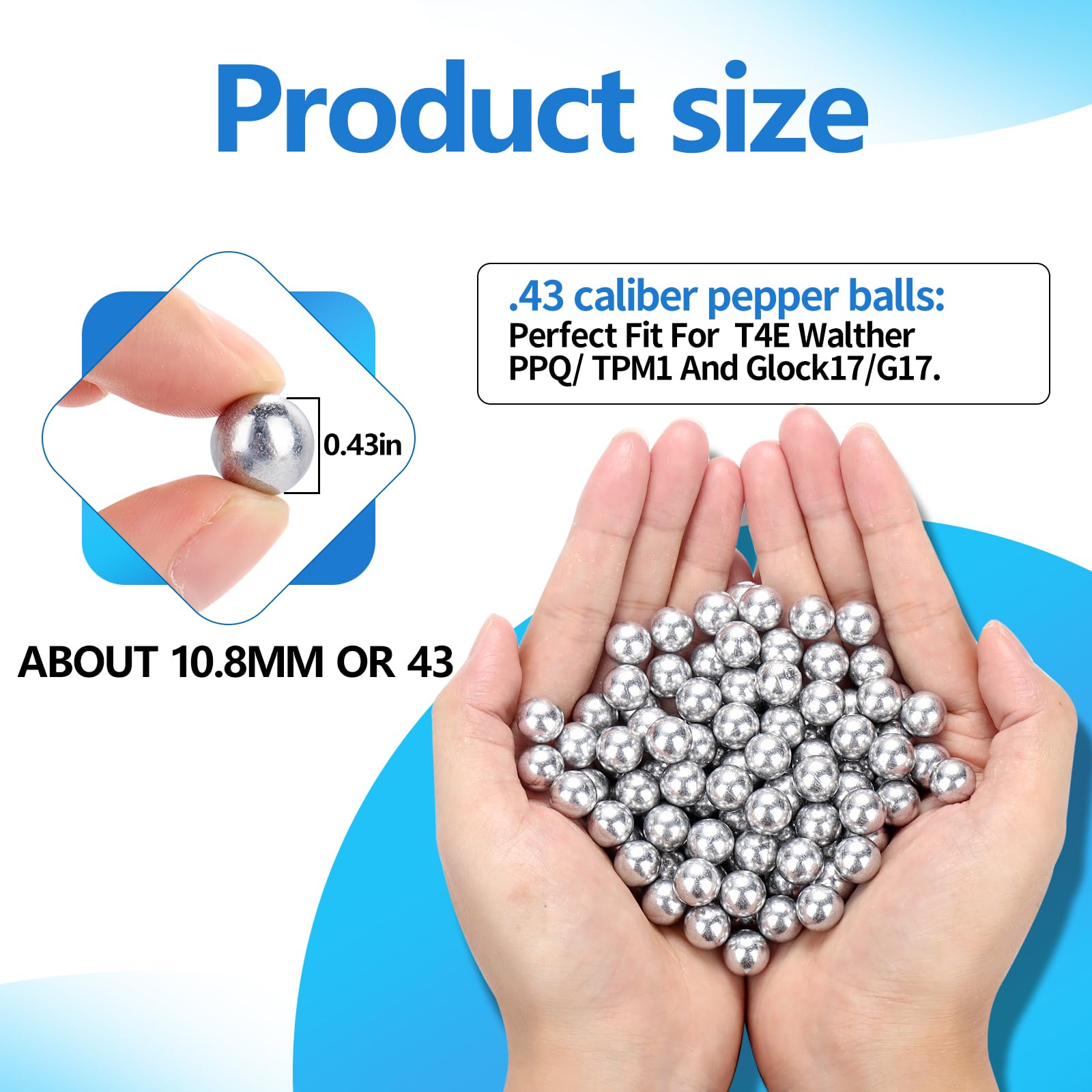 Lambid .43 Cal Paintballs Reusable Hard Nylon Balls Solid 43 Caliber Projectile Ammo Compatible for T4E PPQ, G17 Gen 5 Target Practice and Home Defense (100 Counts, Red)
