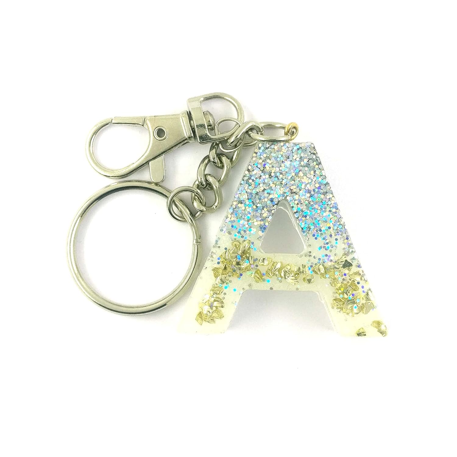 A Letter/Alphabets Handmade Resin Keychain by LFF by Soniya Themed in Dried Natural Flowers/Glitters/Stones/Gold-Silver-Copper Flakes Filled for Men and Women – Letter “A” A Letter/Alphabets Handmade Resin Keychain by LFF by Soniya Themed in Dried Natural Flowers/Glitters/Stones/Gold-Silver-Copper Flakes Filled for Men and Women – Letter “A”