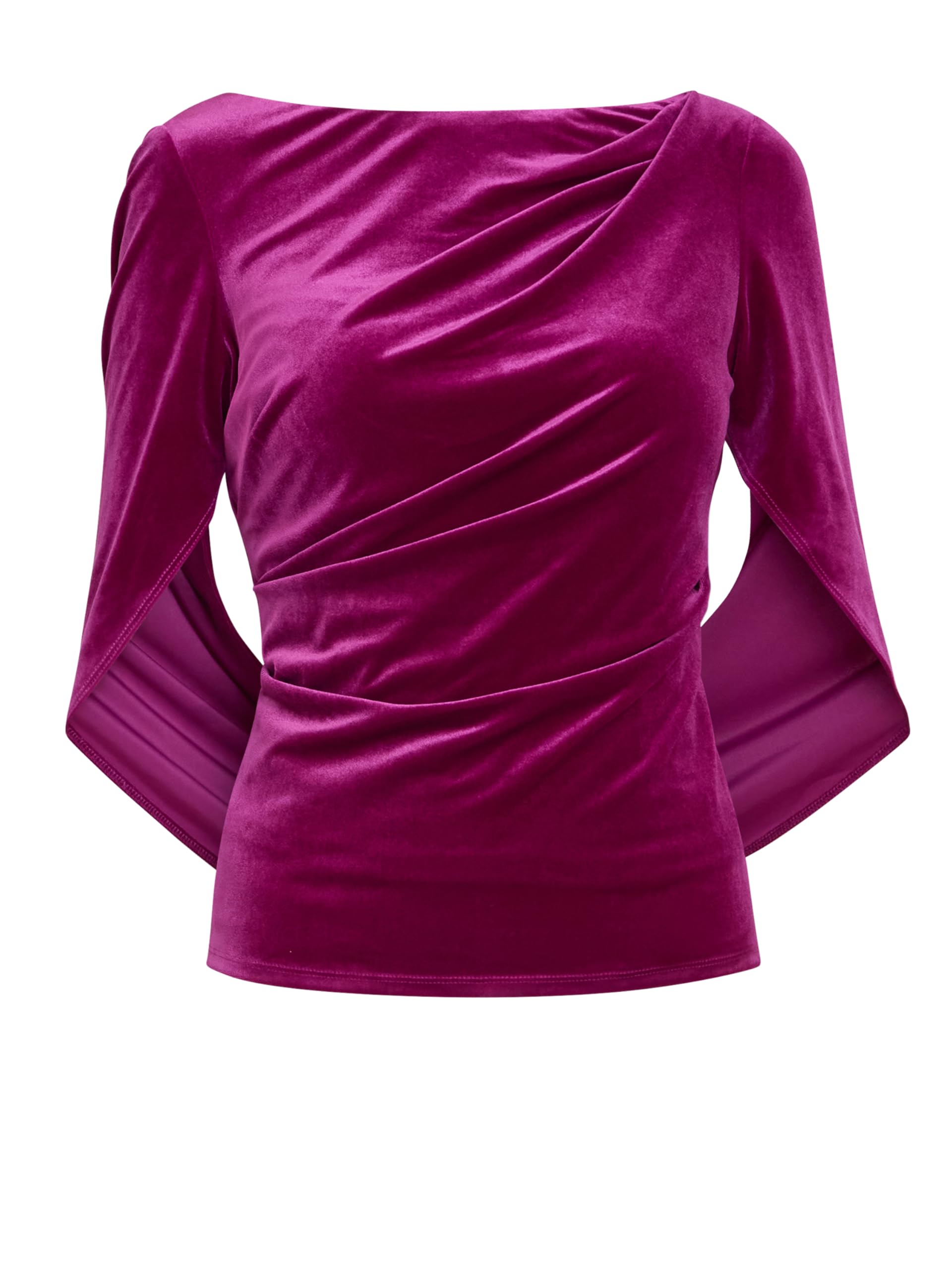 Gina Bacconi Draped Velvet Top; Royal; L