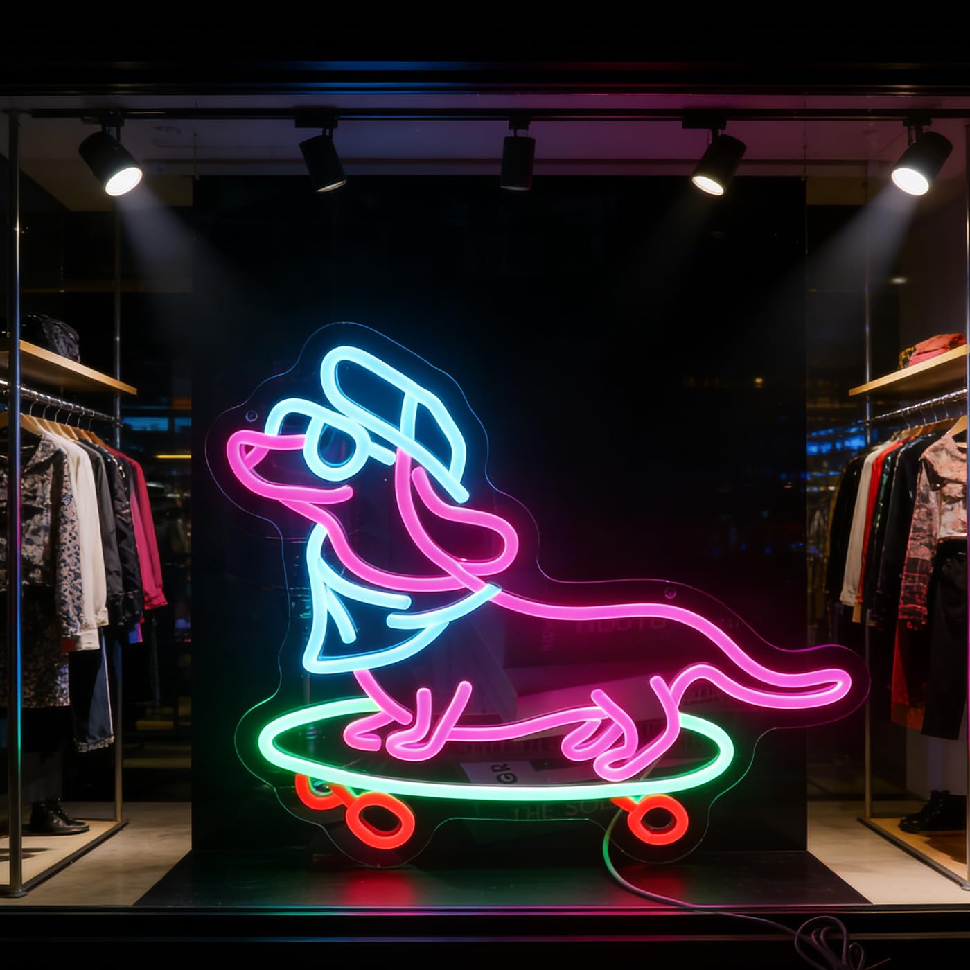 Wiener Dog Skateboarding Neon Sign for Kids Room Game Room - Wiener Dog Skateboard LED Wall Art, regalo divertente per gli amanti dei cani