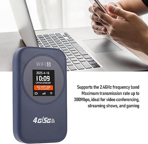 Miniatura 3 de ciciglow 4G WiFi Router, 300Mbps Time Display Mobile Hotspot Portable Wireless Router with SIM Card Slot for Travel, Small Size High Speed Supports