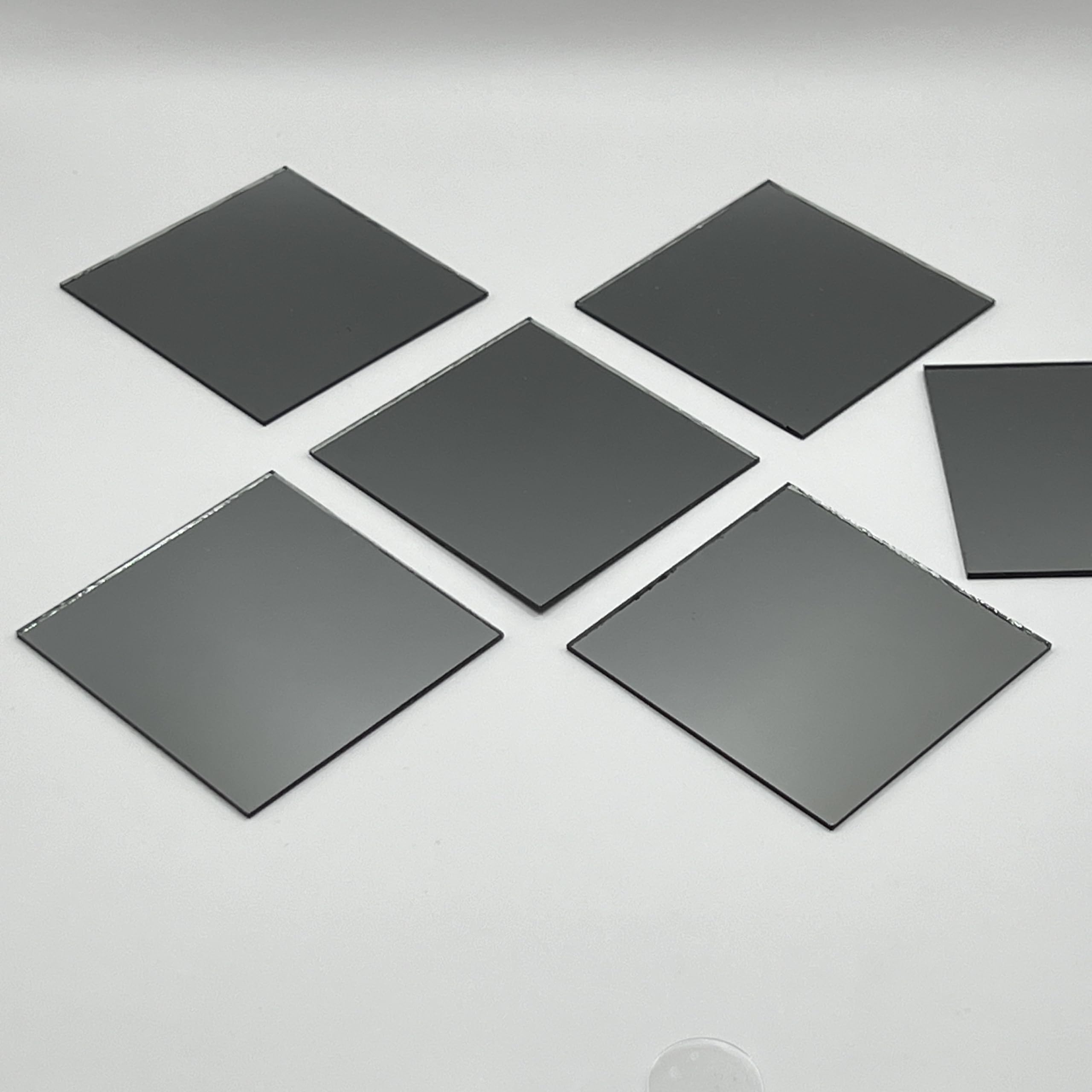 1/16" thikness Square Shape of Premium Glass Mirror Art Decorative in Silver and Grey for Wall Murals, DIY Projects, Home Decor [Ultra Reflective] (2"x2", grey)