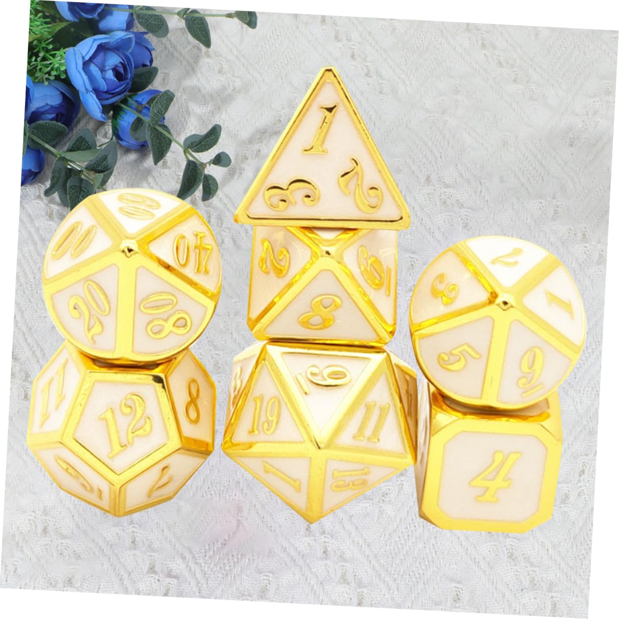 Abaodam Set de Dés Polyédriques Chiffres Clairs Lot de 7 en Alliage de Zinc pour Jeux de Société et Soirées
