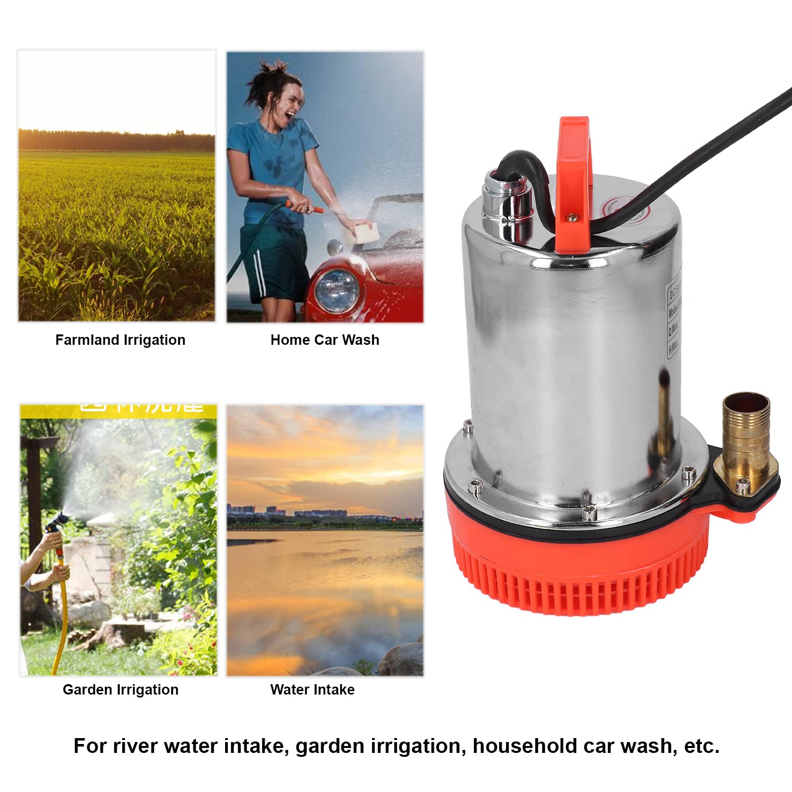 Pompa sommergibile 3800 giri/min Grandi portate 12 M Prevalenza di scarico 180 W DC 12 V Efficiente acqua di fiume Giardino Irrigazione di terreni agricoli