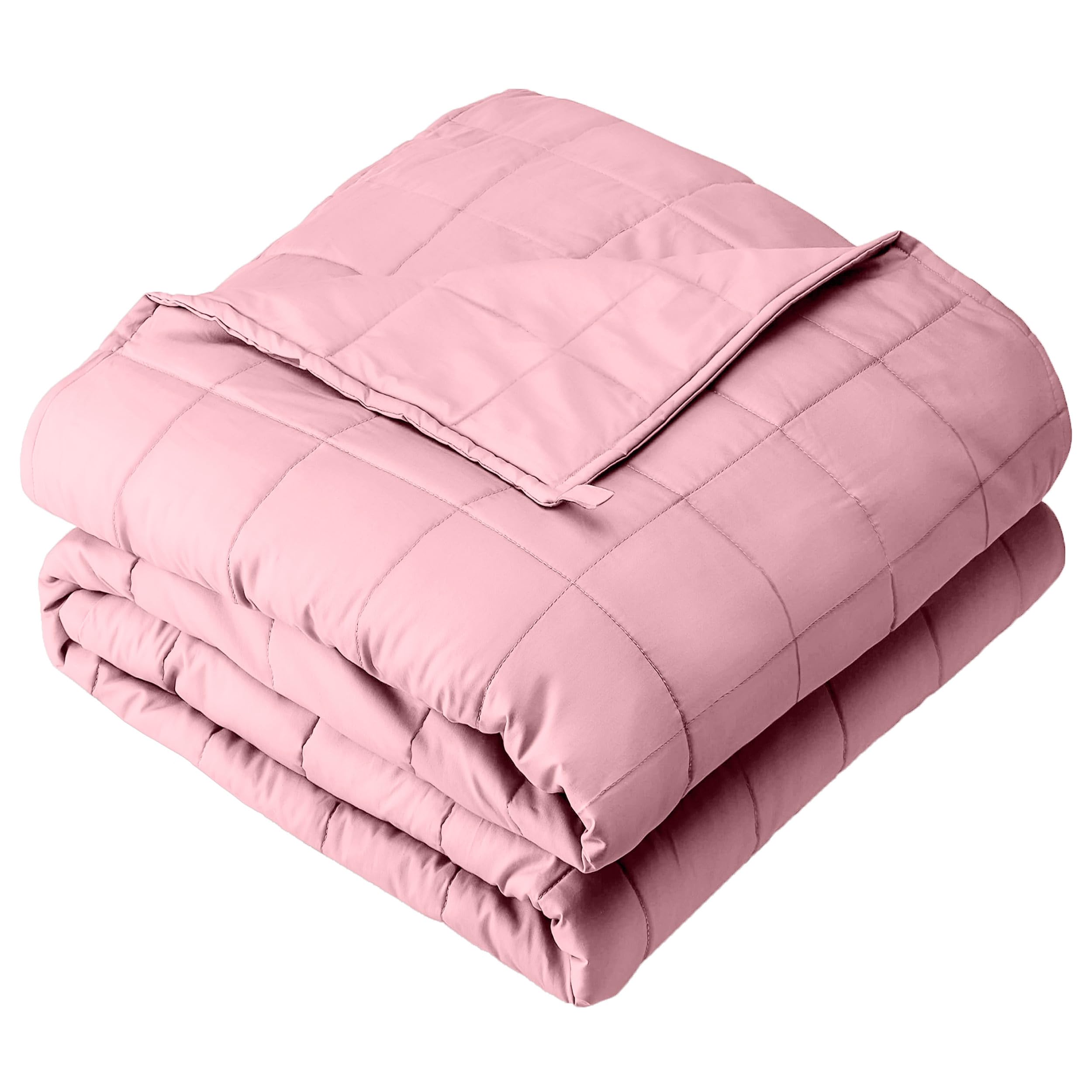 Bare Home Weighted Blanket Queen Size 17lbs (60" x 80") for Adults - All-Natural 100% Cotton - Premium Heavy Blanket Nontoxic Glass Beads (Cotton Light Pink, 60"x80")