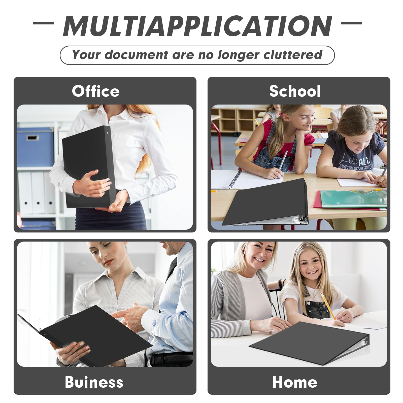 3 Ring Binder 1 Inch, PANDRI 6 Pack 1-Inch Binder Fits Letter Size 8.5'' x 11'' Paper, Versatile Binders for Office Home School, 2 Pockets, Black