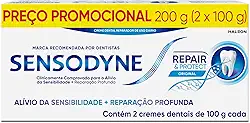 Sensodyne Creme Dental para Sensibilidade Repair e Protect com Flúor, Alívio da Sensibilidade, 2 unidades, 100g cada