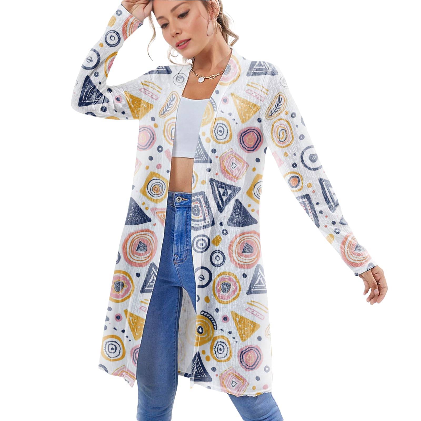 Summer Cardigan For Women Boho Trendy Lightweight Skin-Friendly Beach Cover Ups Open Front Long-Sleeved Outwear