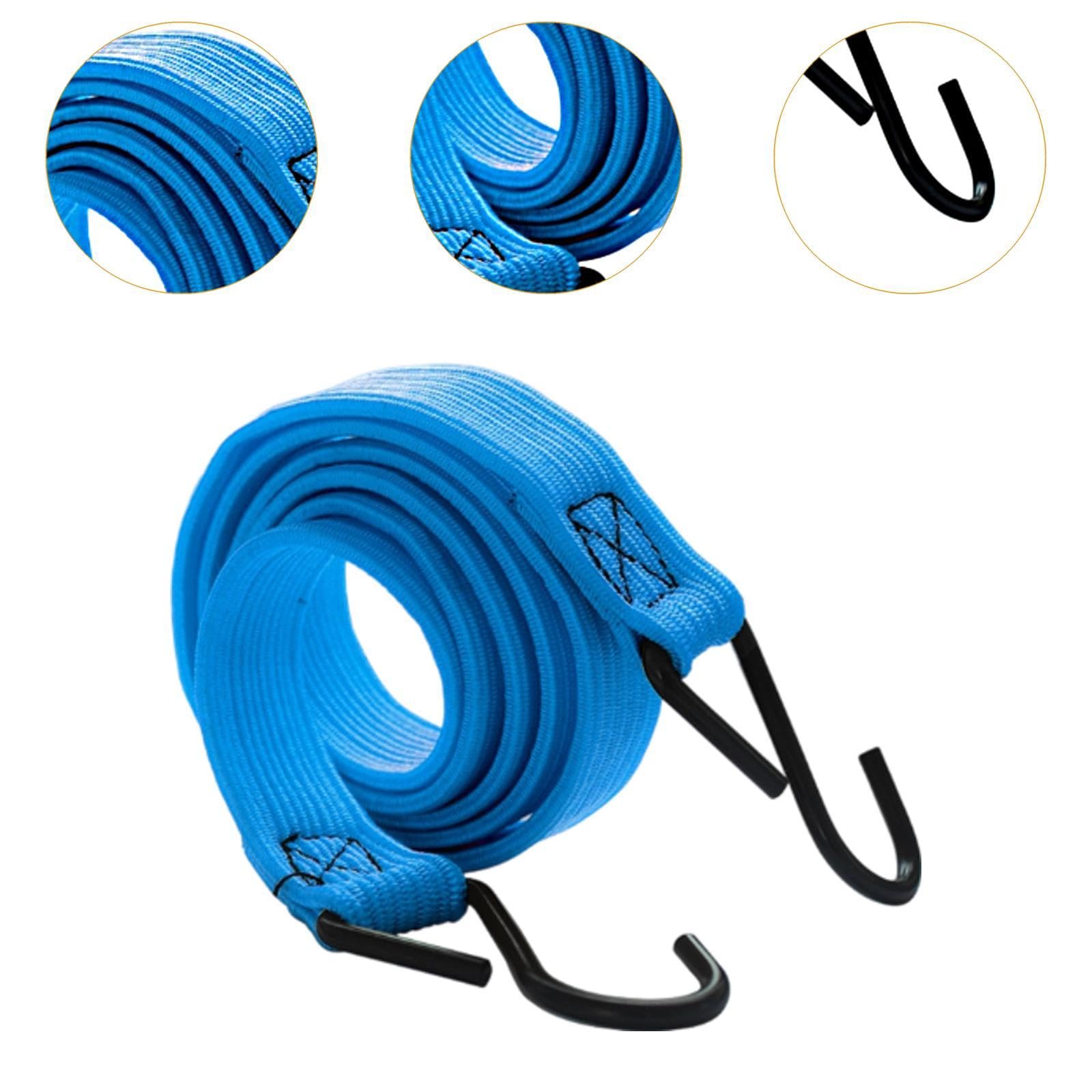 rockible Bike Bungee Cord Elastic Band Strap with S Hooks Motorcycle Luggage Strap Bicycle Luggage Carrier for Backpacking Cargo Rack, blue