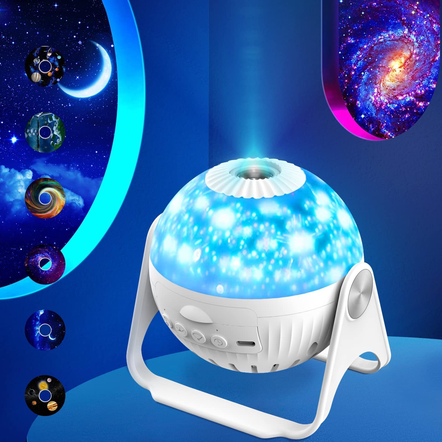 BLURISM Night Lamp for Bedroom,6 in 1 Galaxy Projector for Bedroom,Planetarium Galaxy Projector,Kids Nebula Galaxy Night Light Projector, 360° Rotating Star Projector