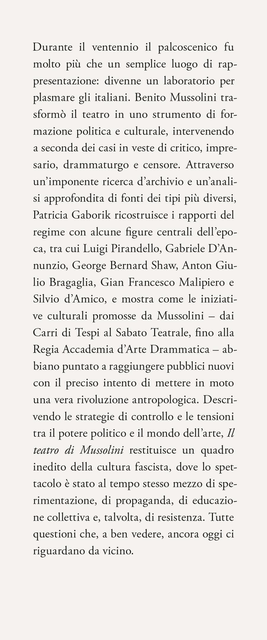 Il teatro di Mussolini. Fascismo, arte, politica