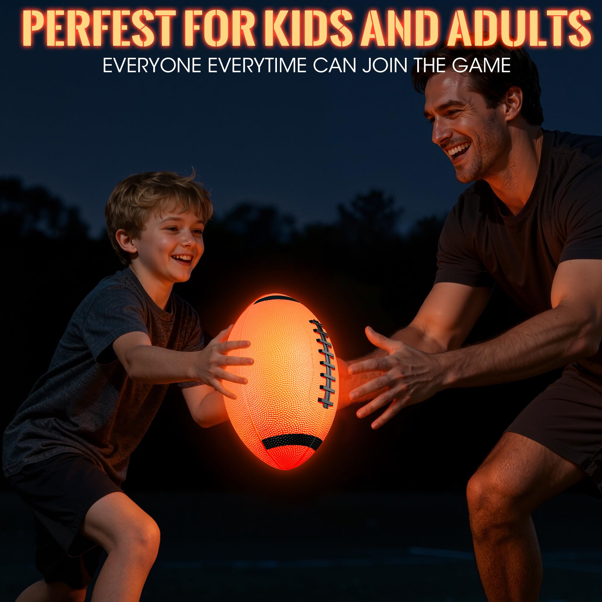 Glow in The Dark Football for Kids Boys Ages 8-12 15, Light Up LED Football Toys with Pump for Indoor/Outdoor Game, Fun Gift for Teens Christmas Birthday, Holiday Stuff Party Favor Supplie