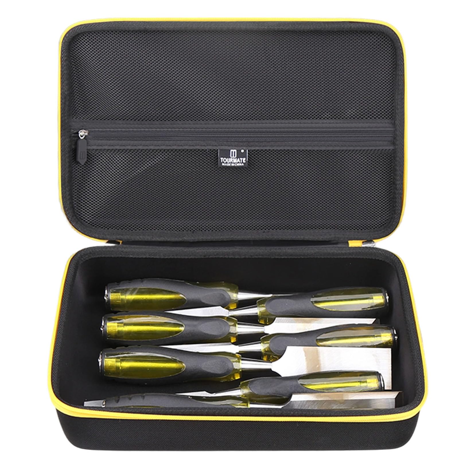 Hard Storage Case for HURRICANE/MECHEER/WFOEJEJ/WORKPRO/Milwaukee Wood Chisel Set - Travel Box Suitable for 4/8 Piece&Complete Sets of Chisels(Box for Sale) (Black & Yellow, L (16 PCS))
