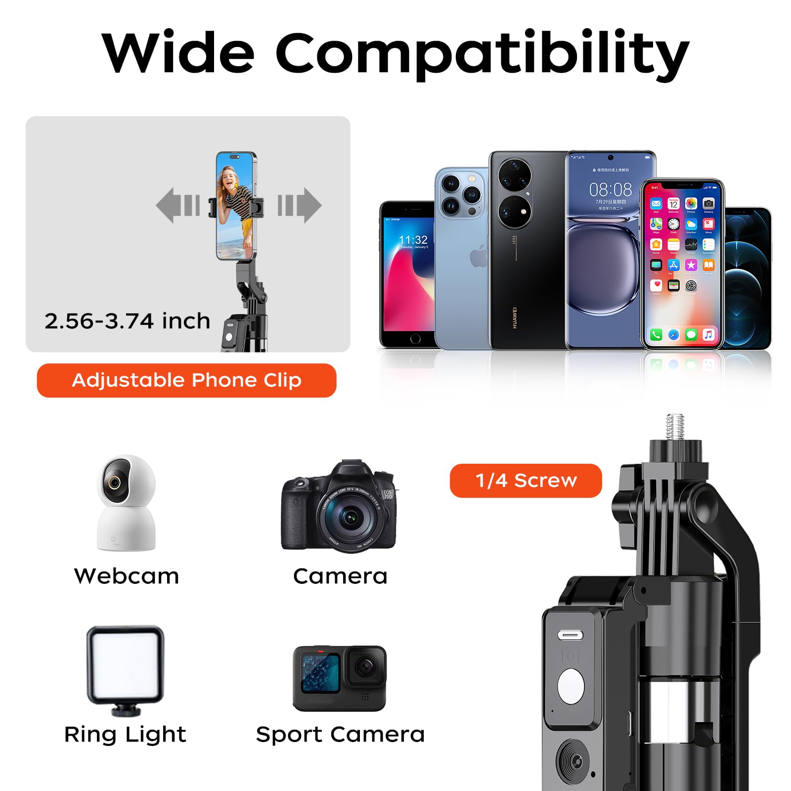 Treppiede per iPhone con telecomando, allungabile da 177,8 cm, rotazione a 360°, per Android, supporto per telefono, registrazione video per creatori di contenuti, vlog, live streaming, TIK