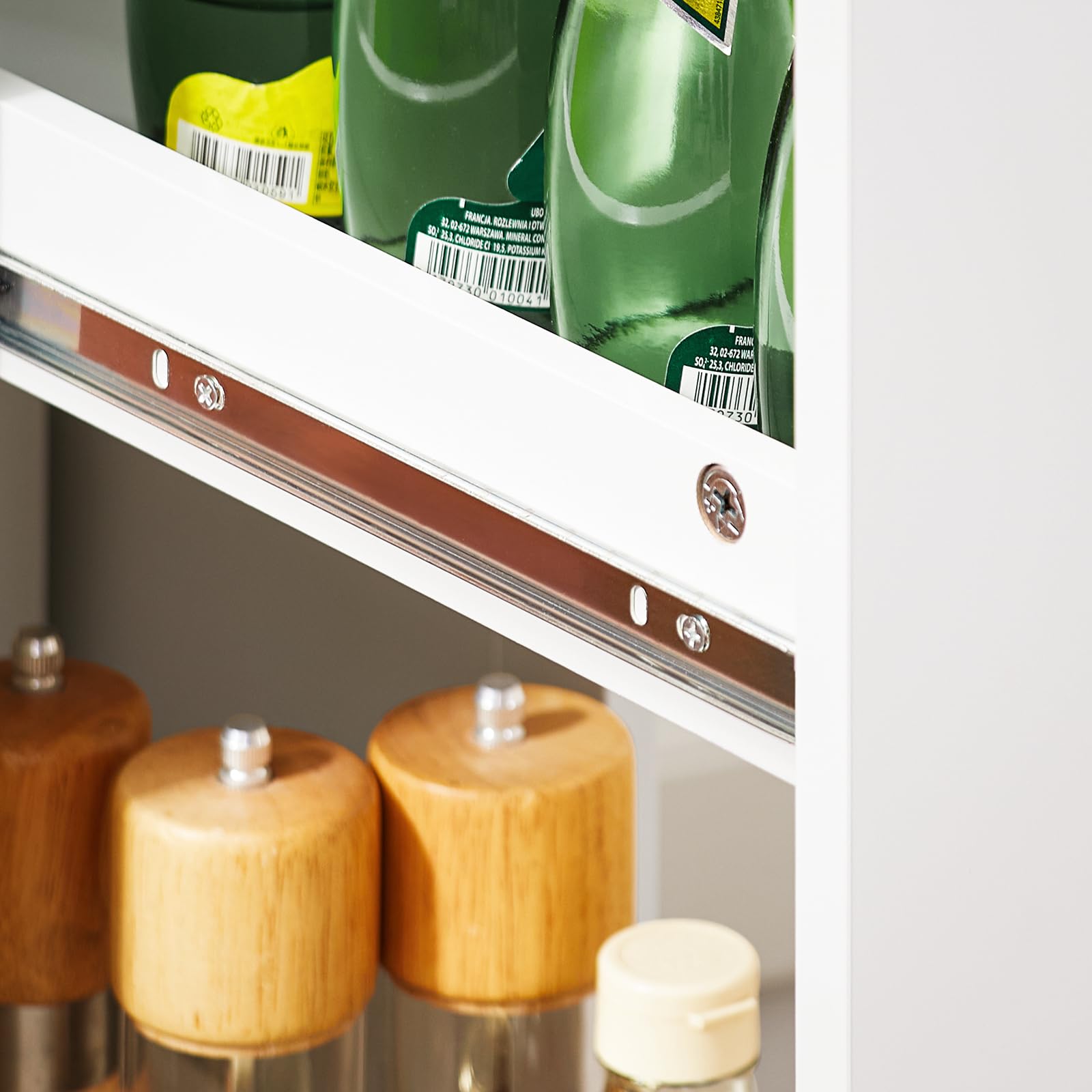 SoBuy Carrito Auxiliar con Ruedas 20 cm & cajones, 79x51x20cm, Cocina/baño | Carro Cocina con bandeja extraíble & encimera estable, flexible y versátil, carga de 22 kg, MDF, NSR11-WN