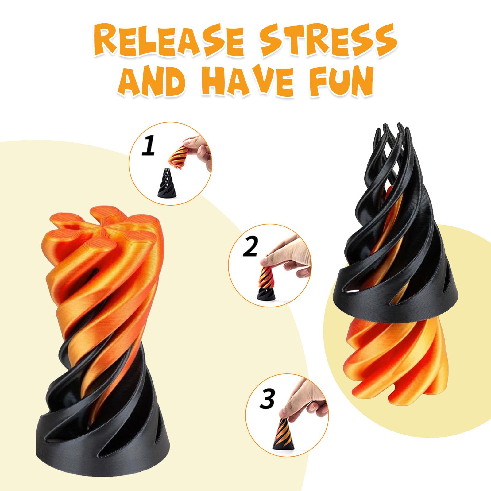 3D Printed Rotating Spiral Cone Fidget Toy AWAVM Impossible Pyramid Passthrough Sculpture Pass Through Pyramid Fidget Toy Fun Toys Anxiety Stress Relief Toy for Home Office Desk Decor Souvenir Gift - Image 3
