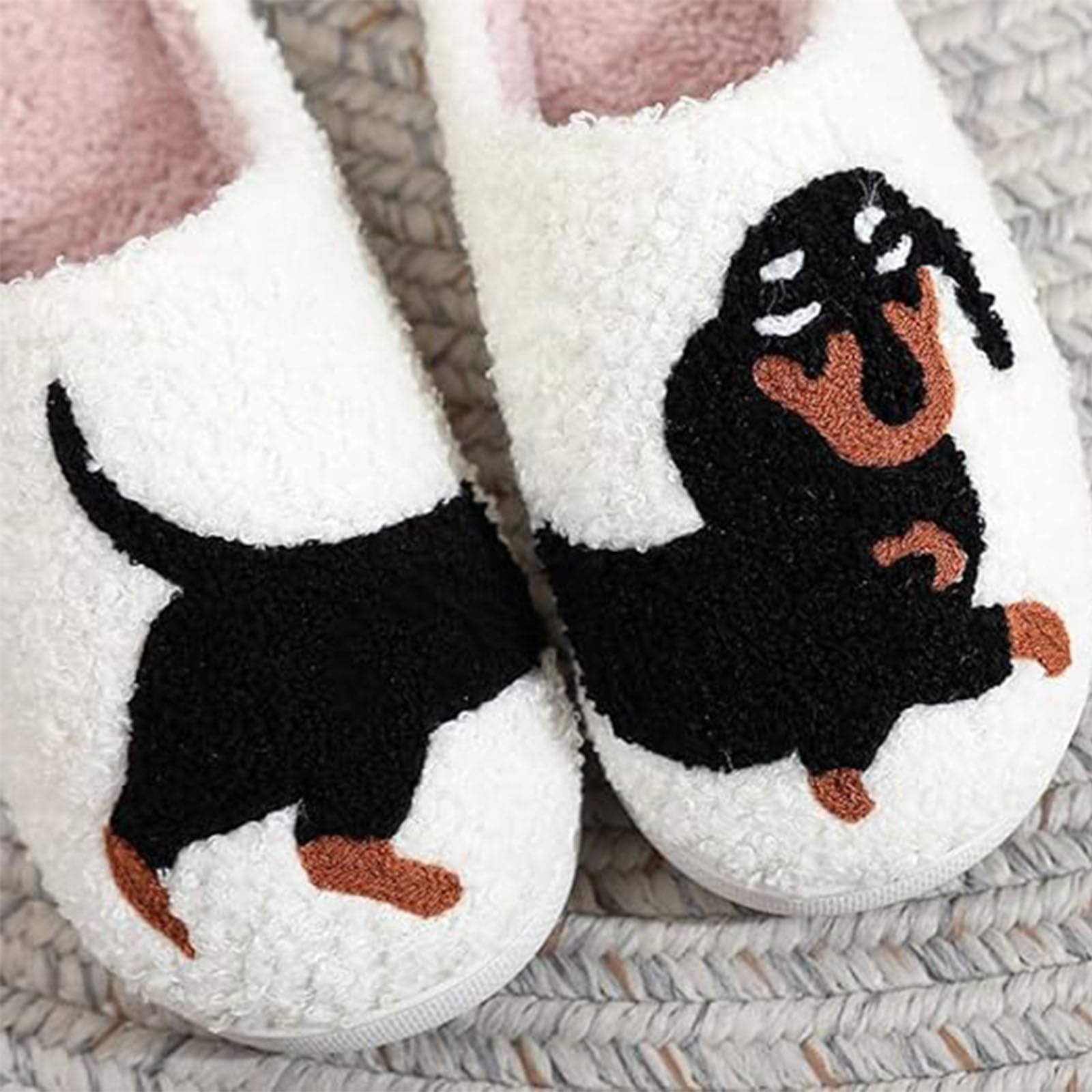 Pantofole Invernali Donna Con Fiocco, Cotone, Cartoni Animati Cane, Uso Domestico - Foto 2