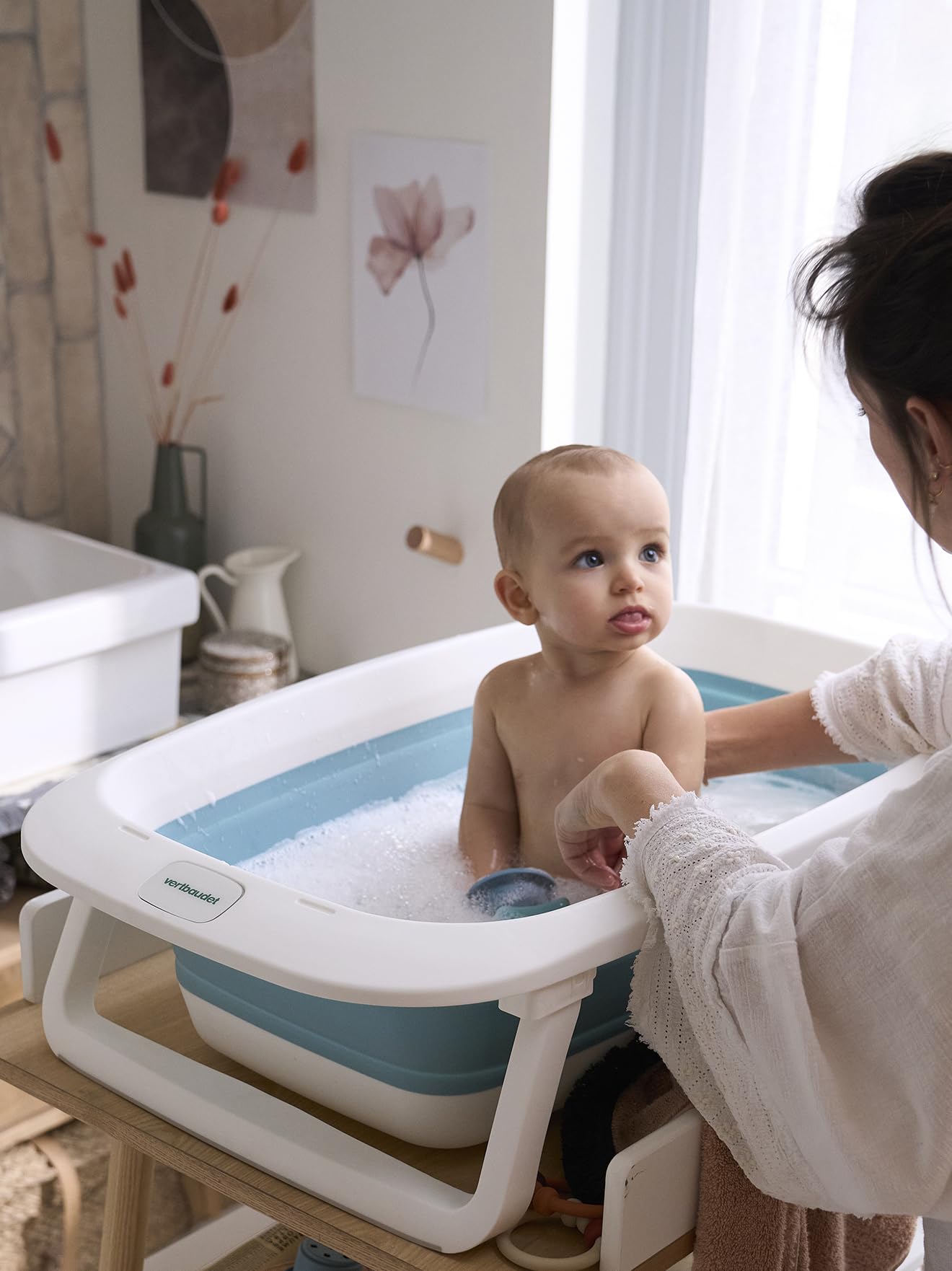 VERTBAUDET Baignoire de Bain Bébé Pliable Antidérapante turquoise TU