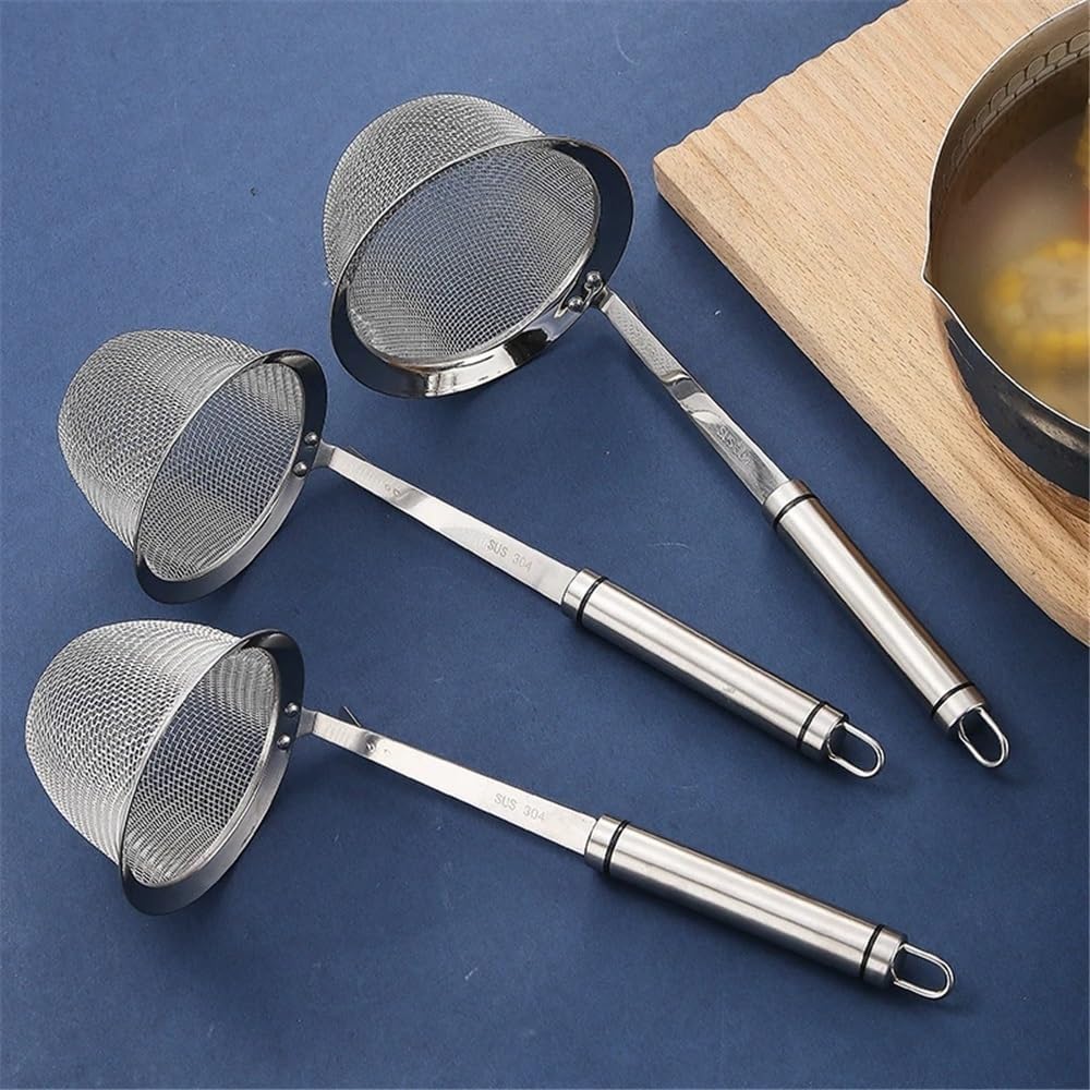 Cesta de freidora Cesta coladora Colgante de Acero Inoxidable con Mango Largo, colador de Fideos for ollas Calientes, Filtro de Aceite, Cuchara, Utensilios de Cocina(Medio)