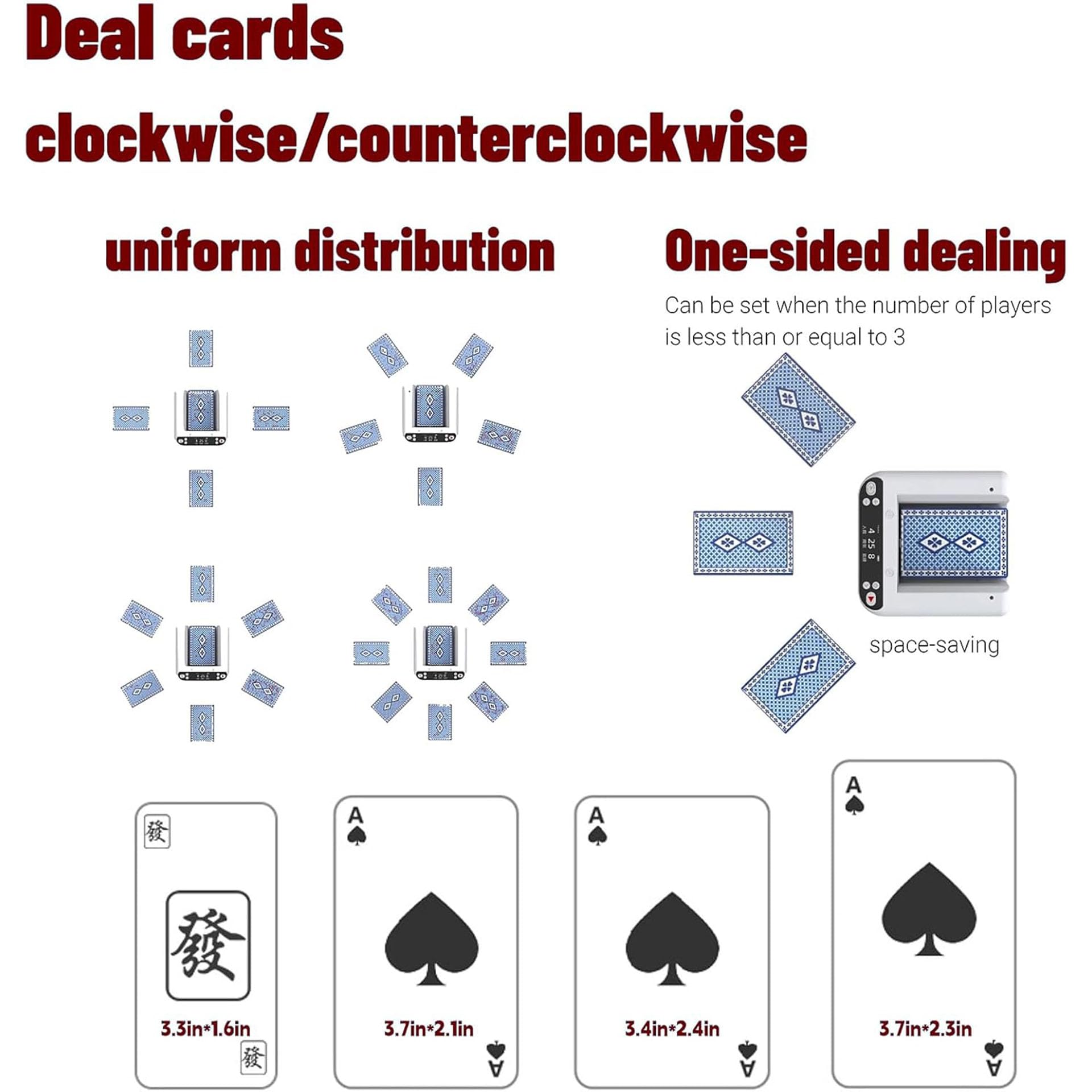 Distributeur de Cartes Entièrement Automatique, Machine à Distribuer les Cartes Rotative à 360 avec 4 Boutons Sans Fil, Batterie Rechargeable 5000MAH Intégrée, pour UNO, Blackjack, Texas Hold'em