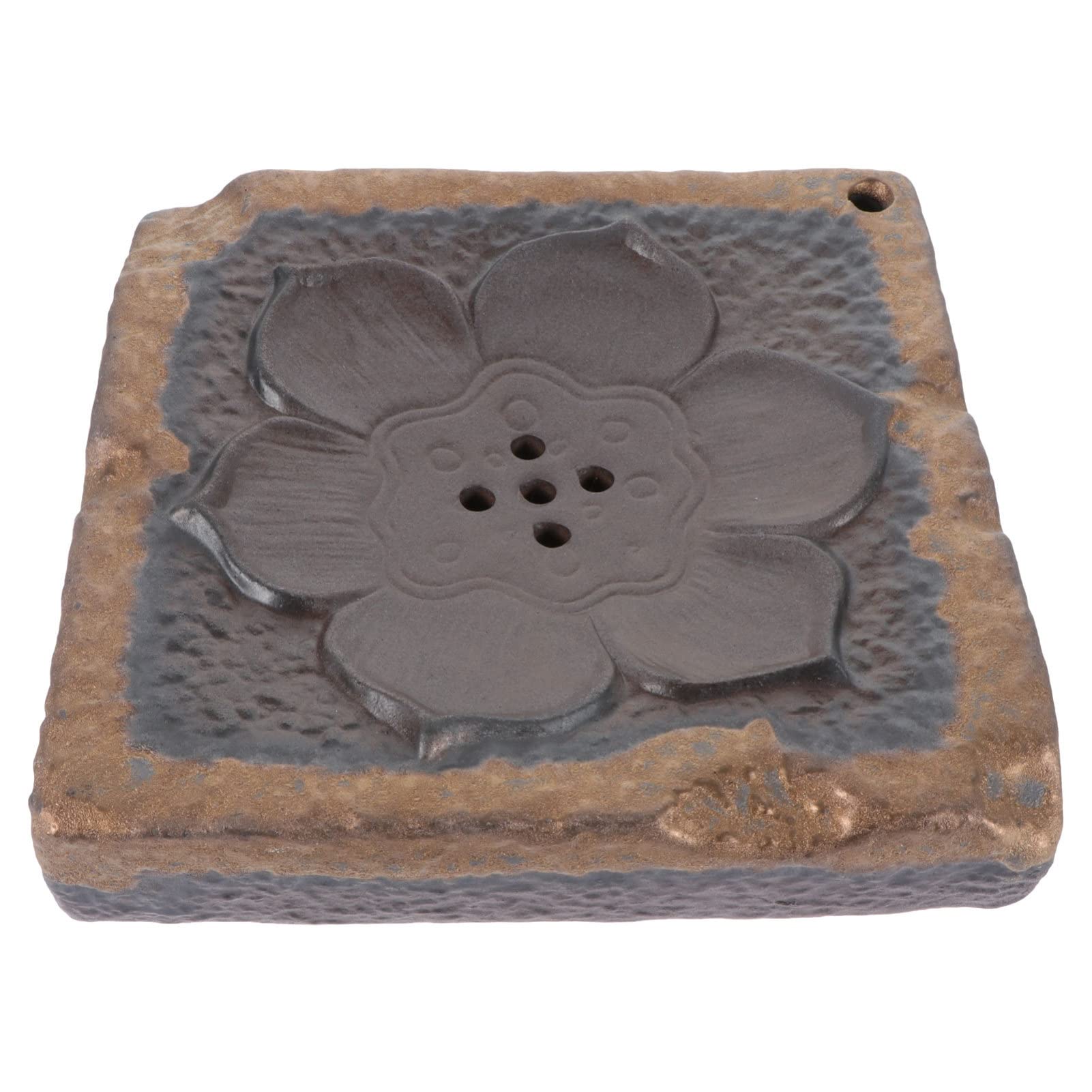 Plateau de service à thé en métal motif lotus vintage de style antique